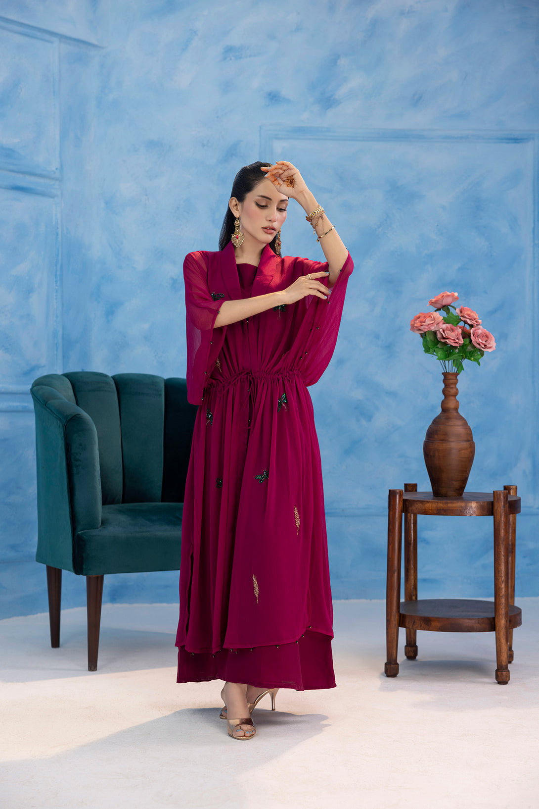 Classic Fuchsia Embroidered stitched - Sheep