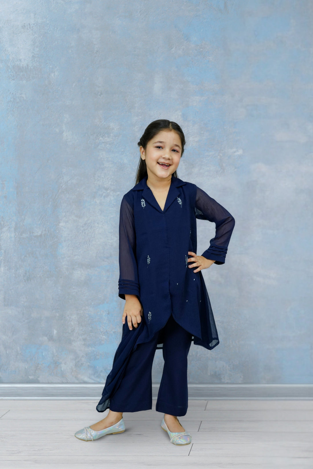 3-Piece Set Navy Blue Handwork (adda) Sheep