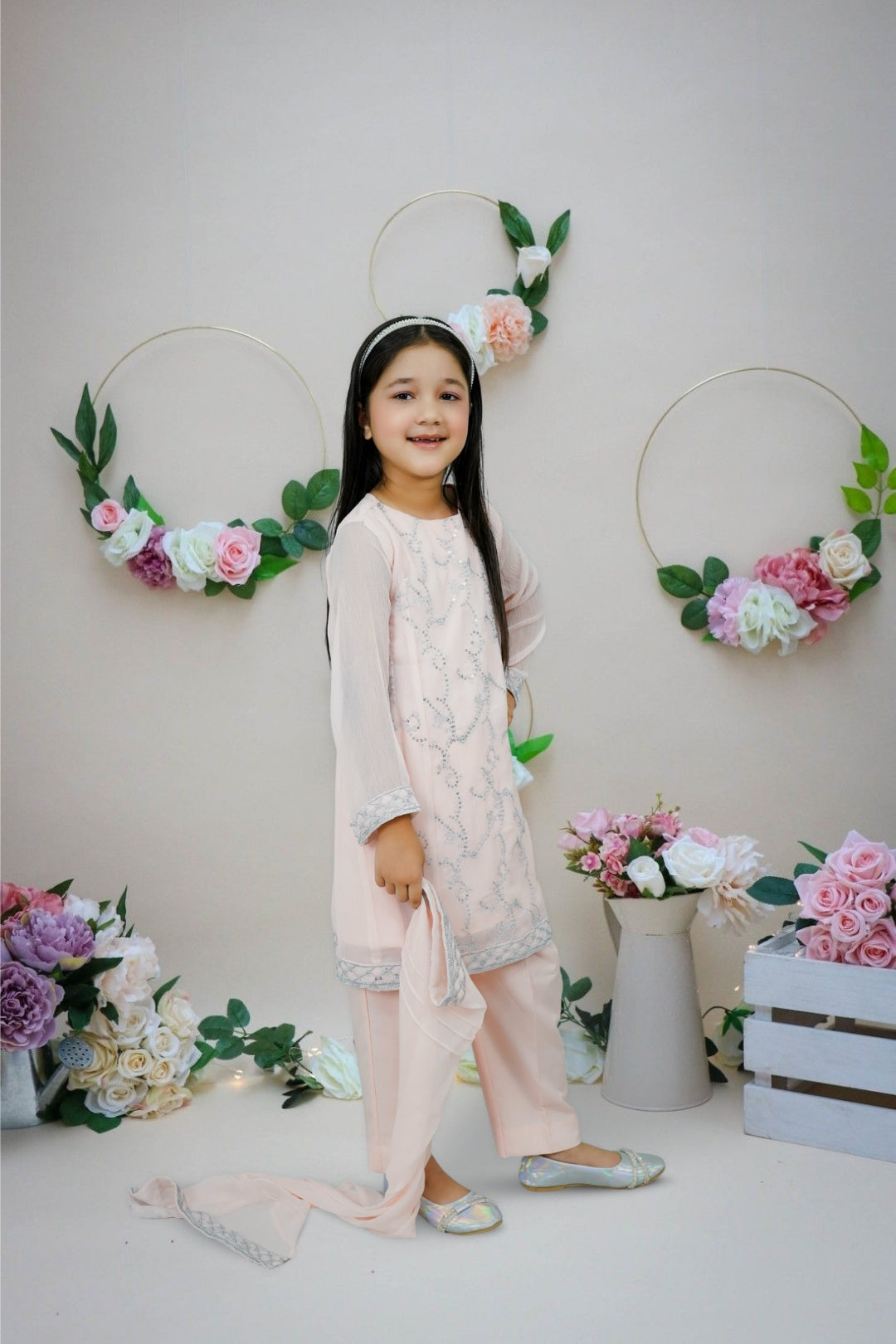 3-Piece Set Pink Embroidered Sheep