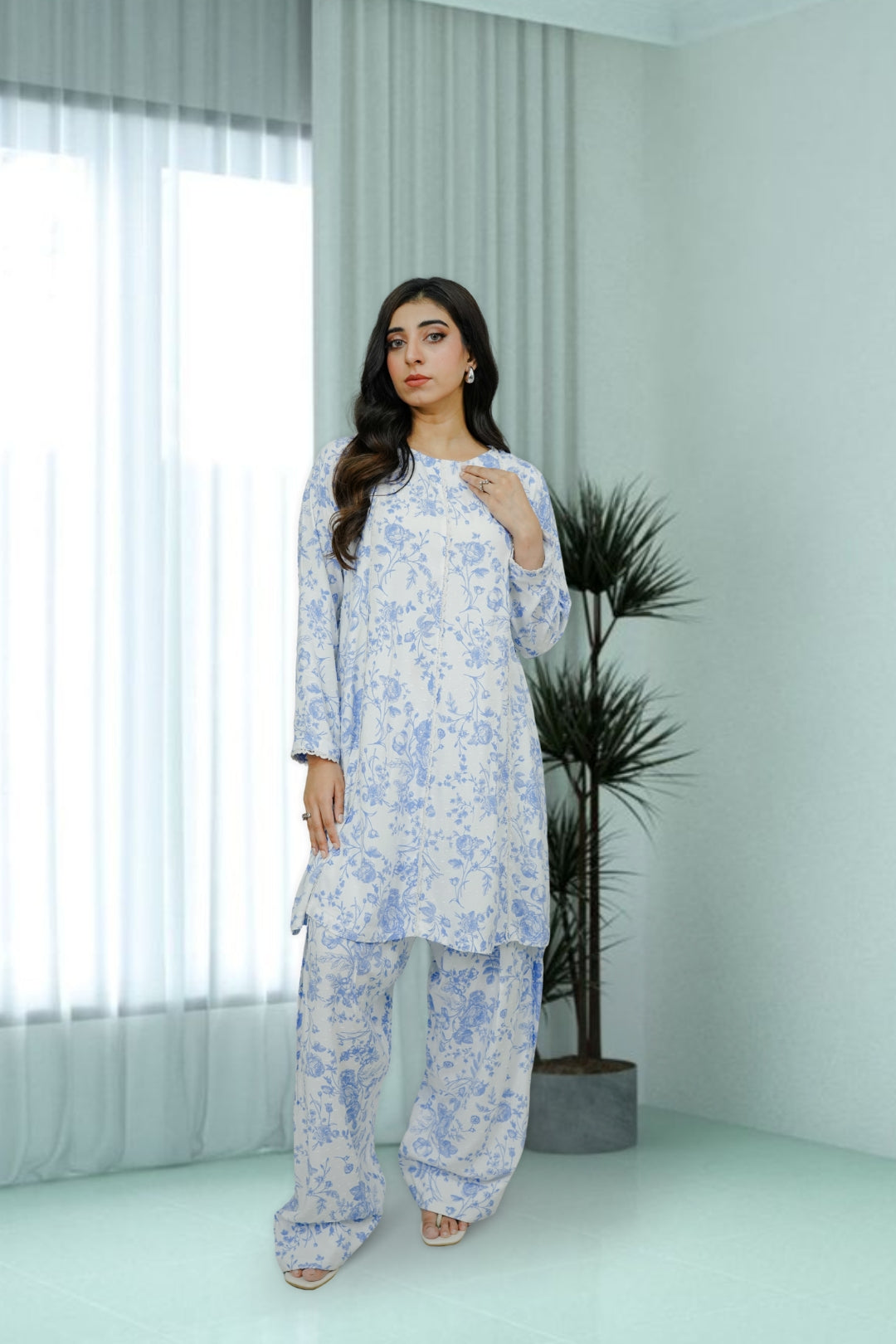 2-piece stitched White Printed Sheep
