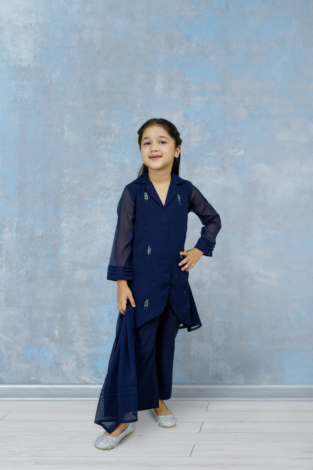 3-Piece Set Navy Blue Handwork (adda) Sheep