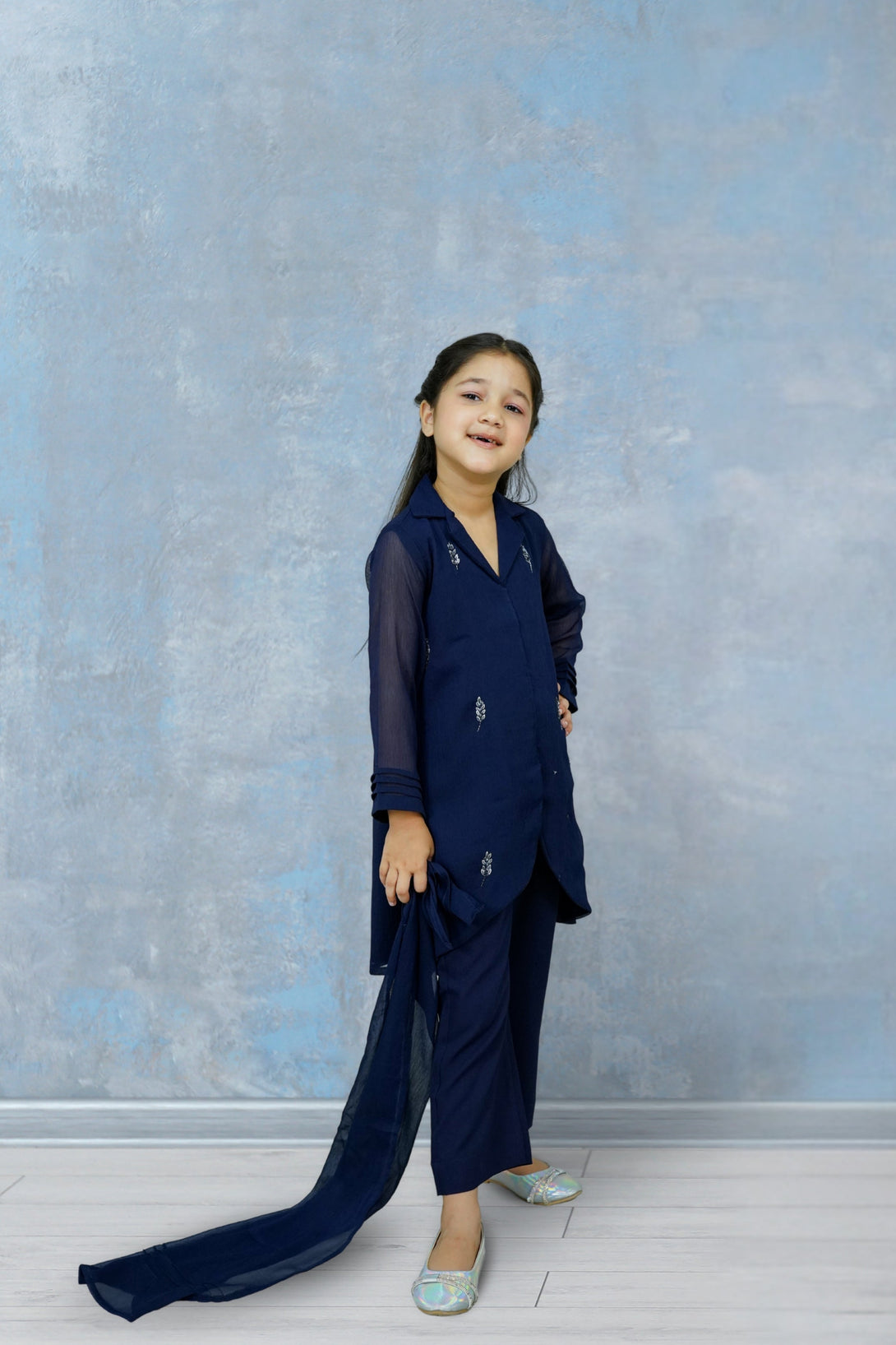 3-Piece Set Navy Blue Handwork (adda) Sheep