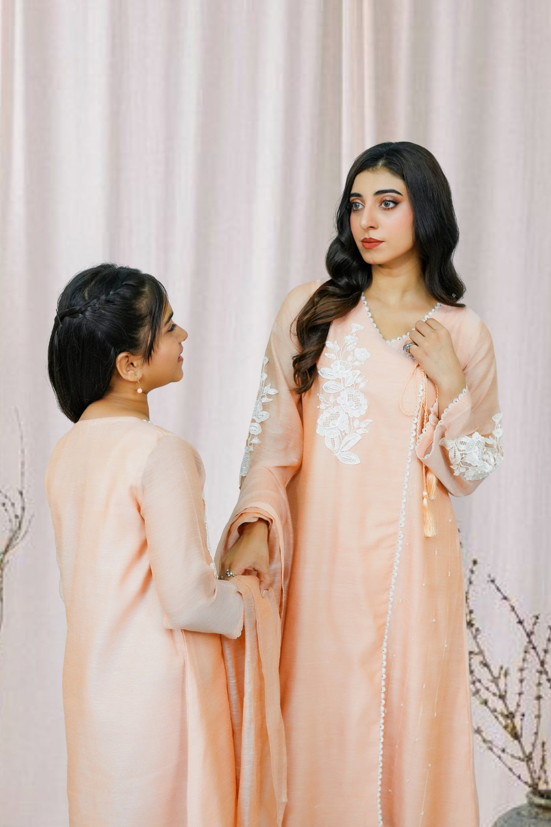 3-Piece Set Peach Embroidered Sheep