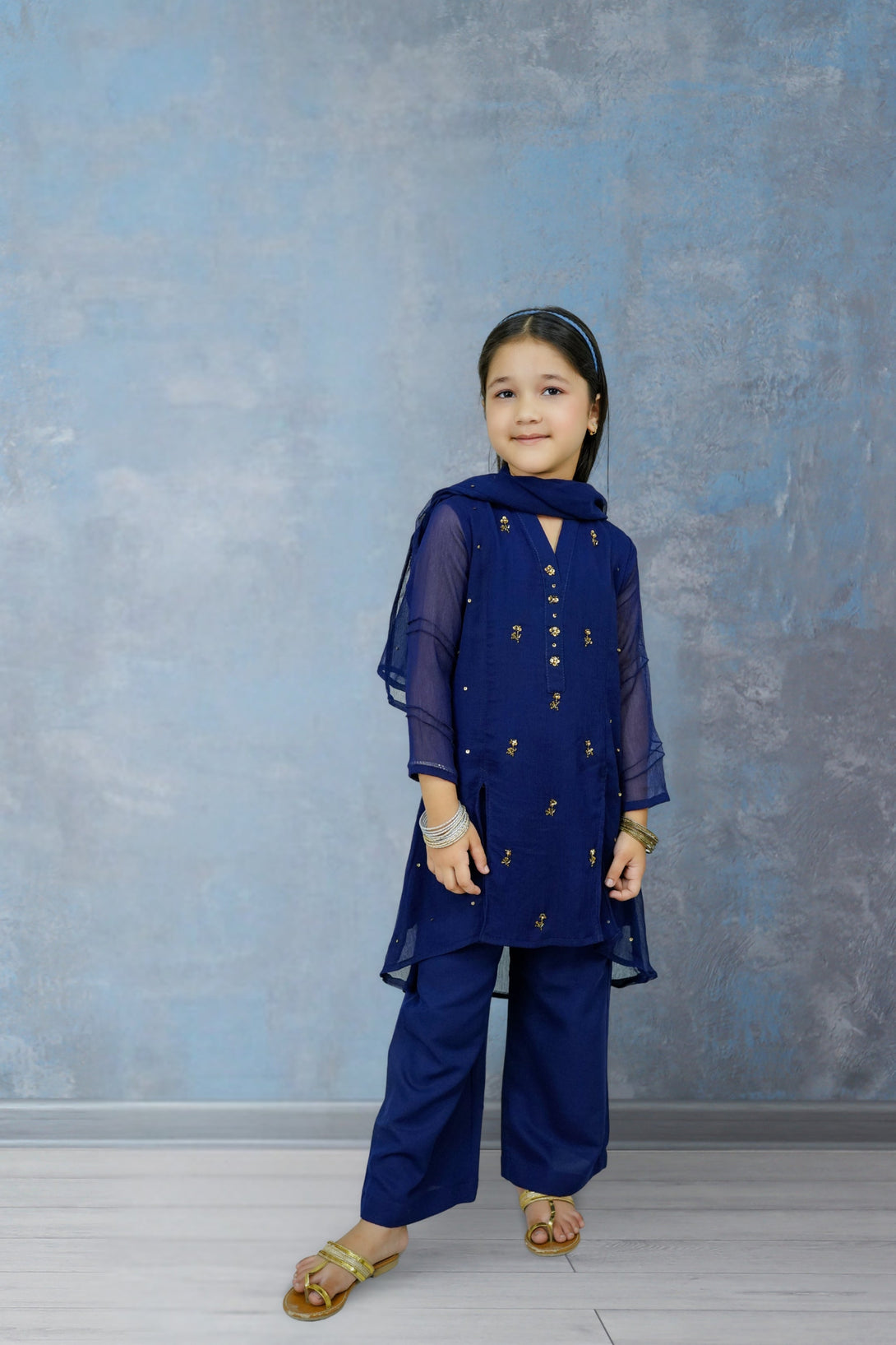 3-Piece Set Navy Blue Handwork (adda) Sheep