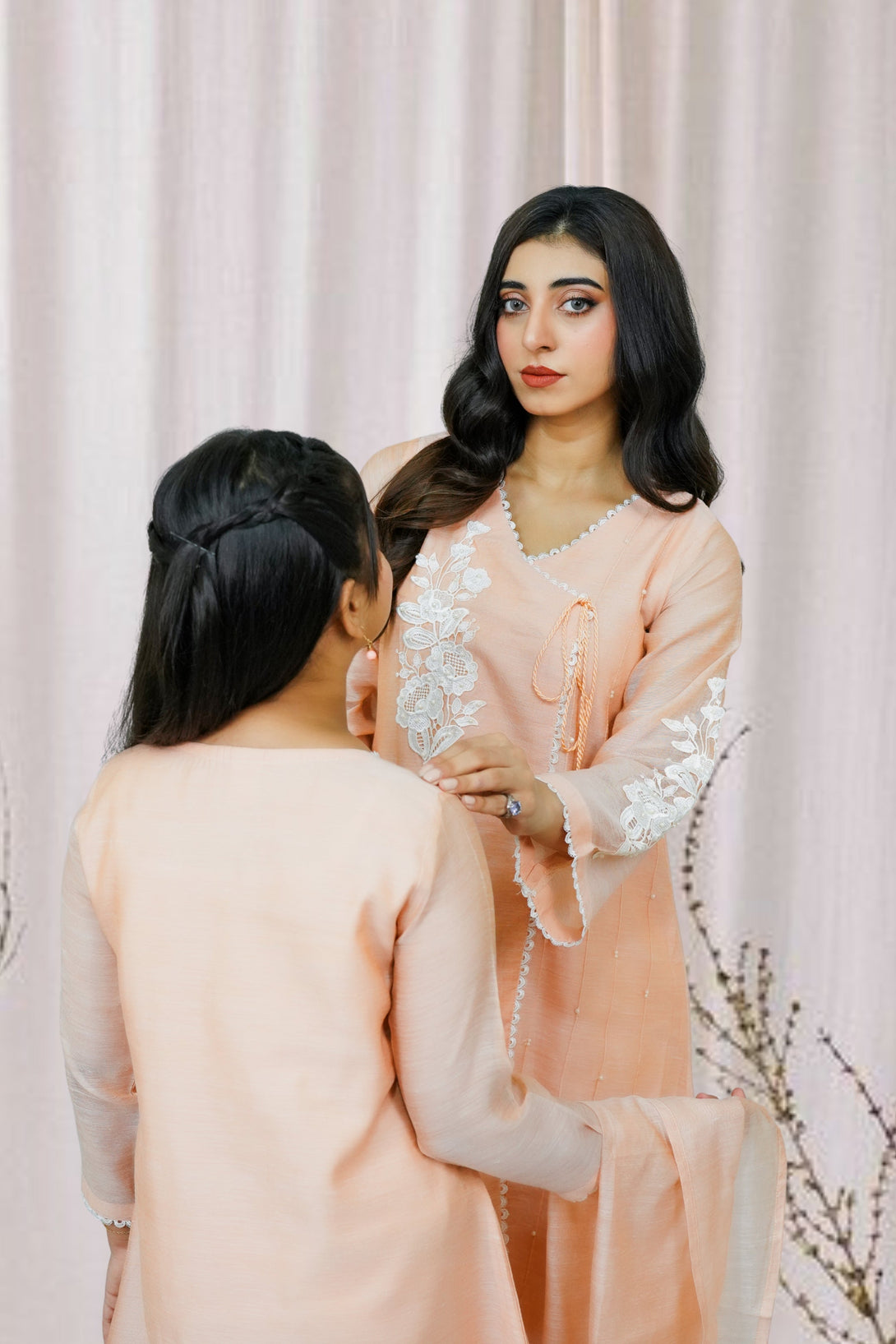3-Piece Set Peach Embroidered Sheep