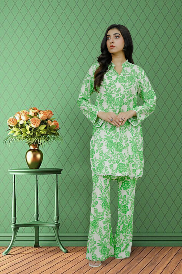2-piece stitched Green Printed Sheep