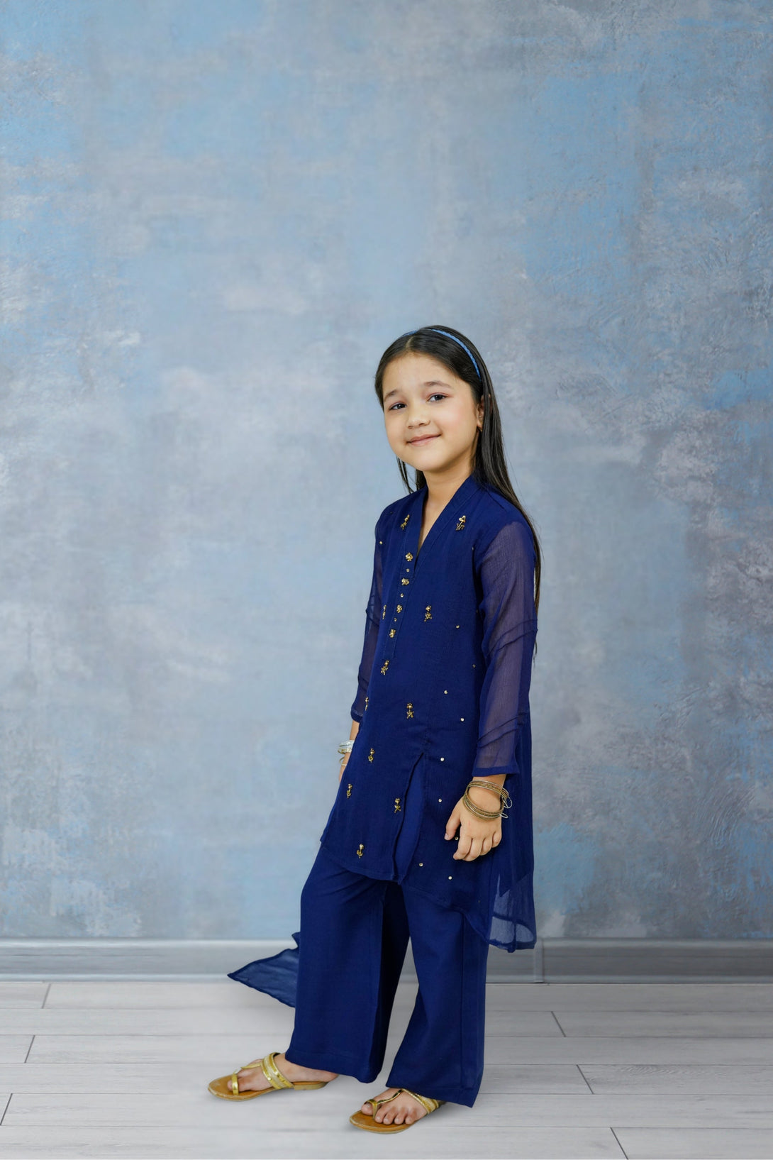3-Piece Set Navy Blue Handwork (adda) Sheep