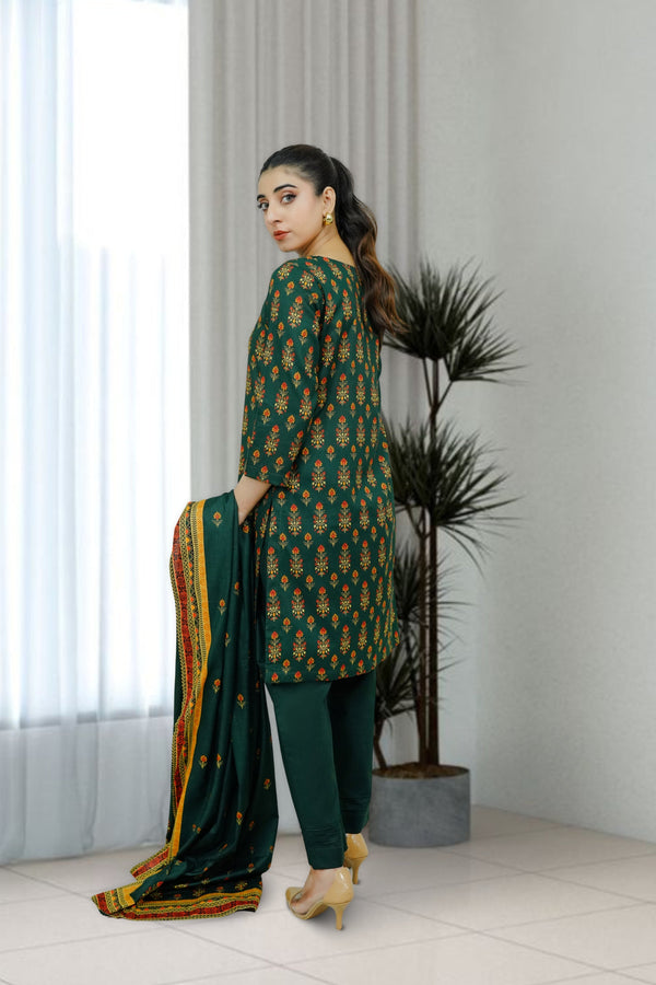 3-piece stitched Kai Green Printed Sheep