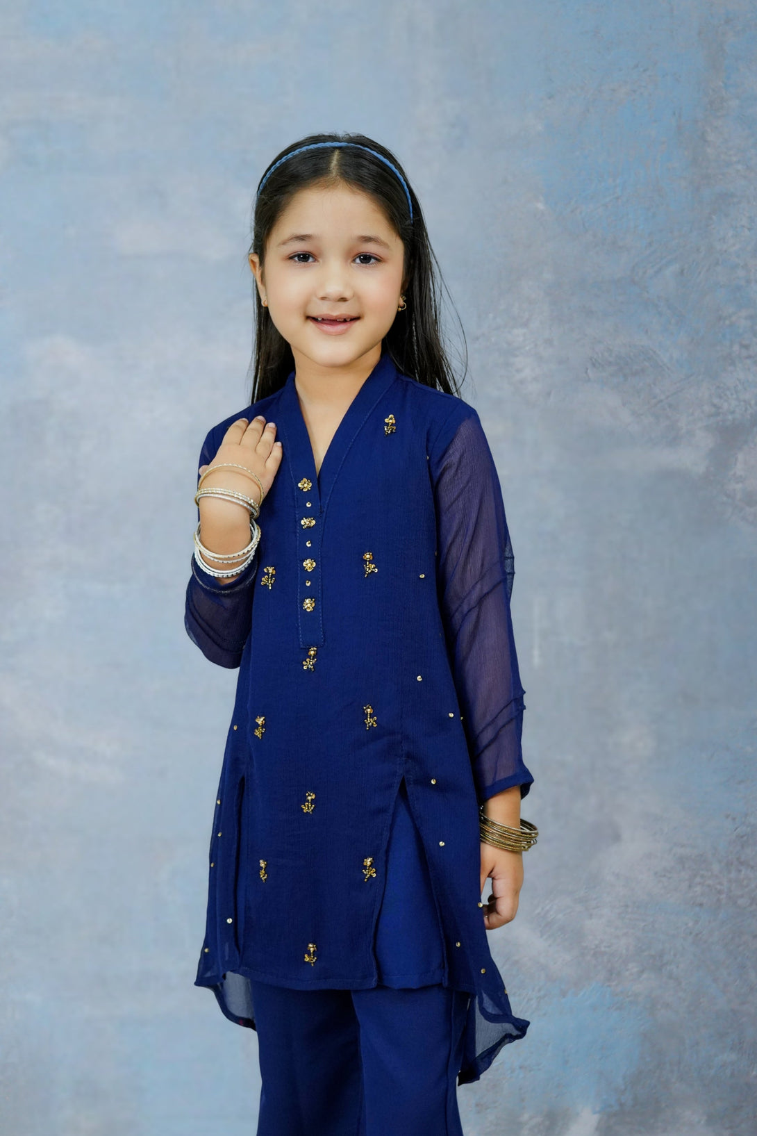 3-Piece Set Navy Blue Handwork (adda) Sheep