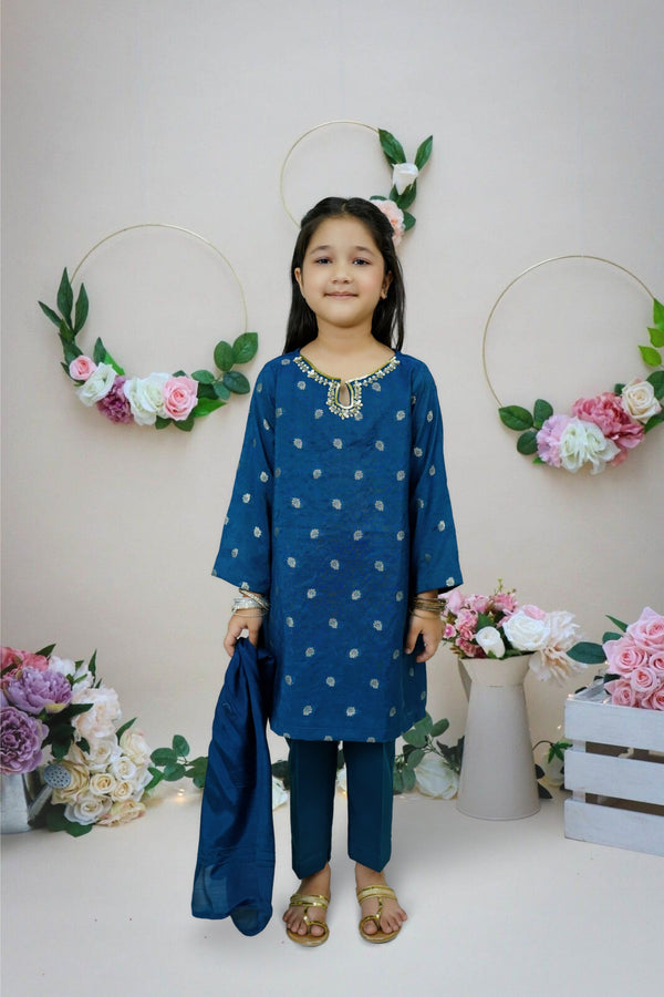 3-Piece Set Teal Blue Handwork (adda) Sheep