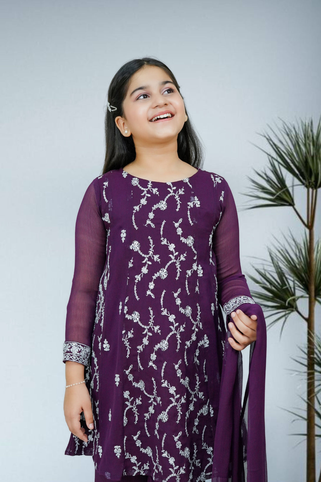 3-Piece Set Purple Embroidered Sheep