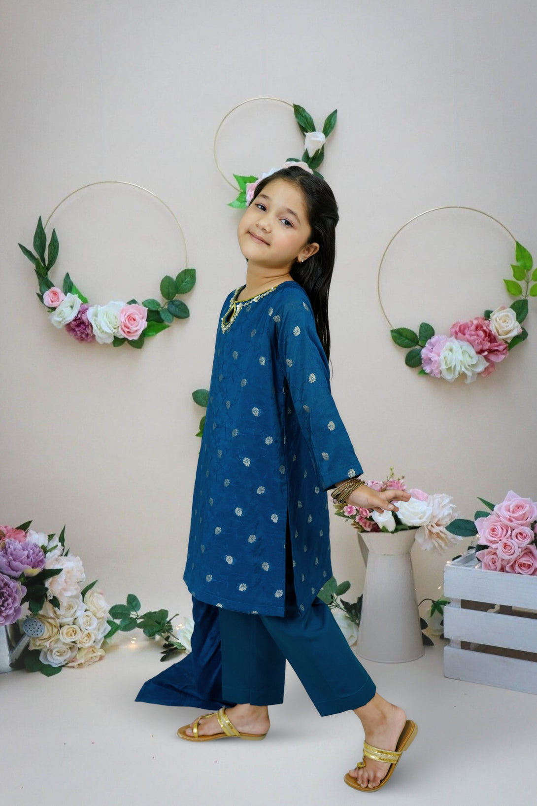 3-Piece Set Teal Blue Handwork (adda) Sheep