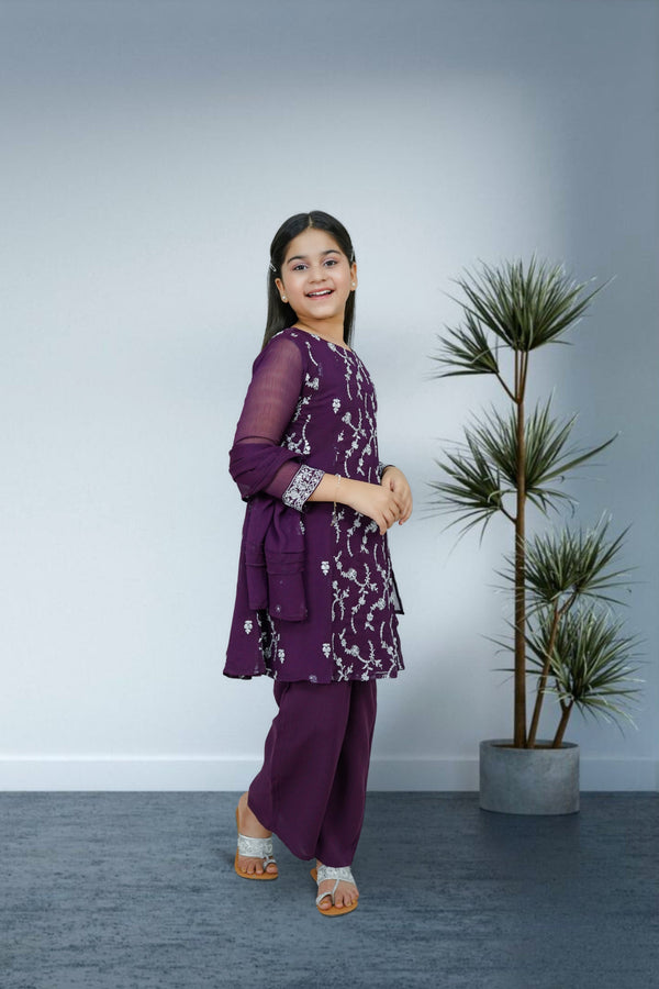 3-Piece Set Purple Embroidered Sheep