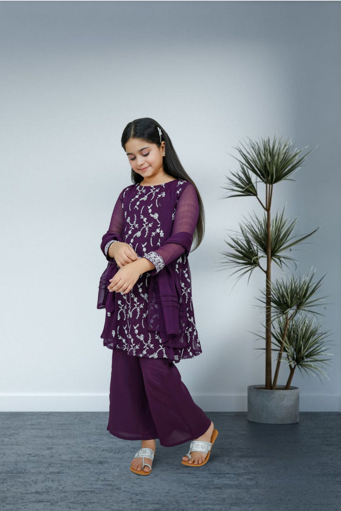 3-Piece Set Purple Embroidered Sheep