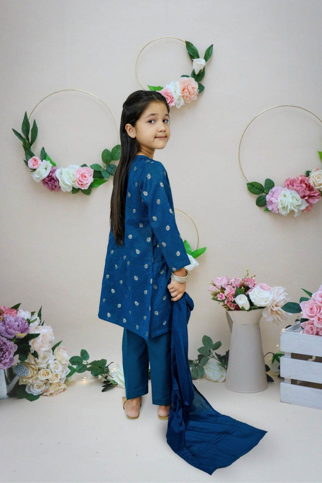 3-Piece Set Teal Blue Handwork (adda) Sheep