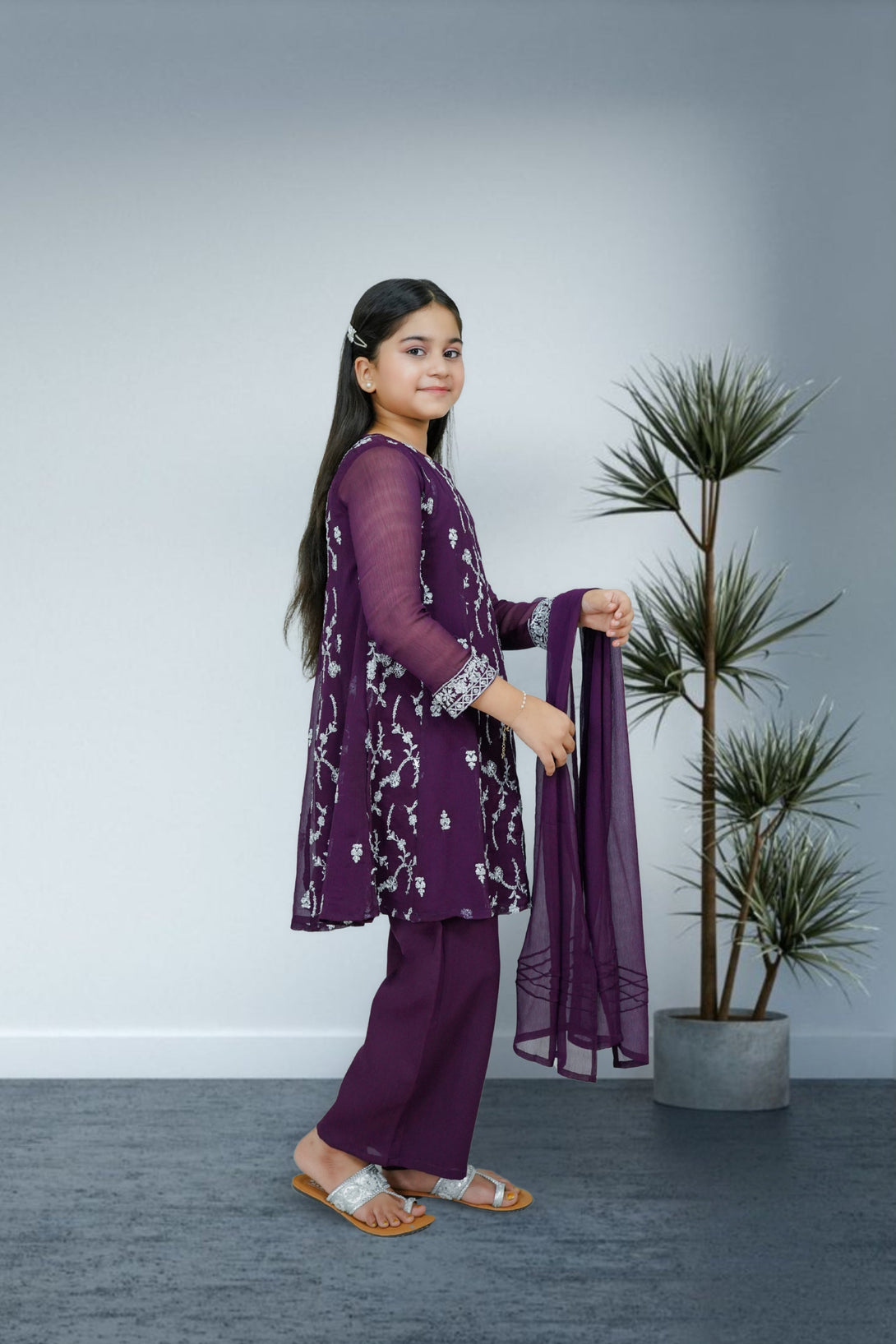 3-Piece Set Purple Embroidered Sheep