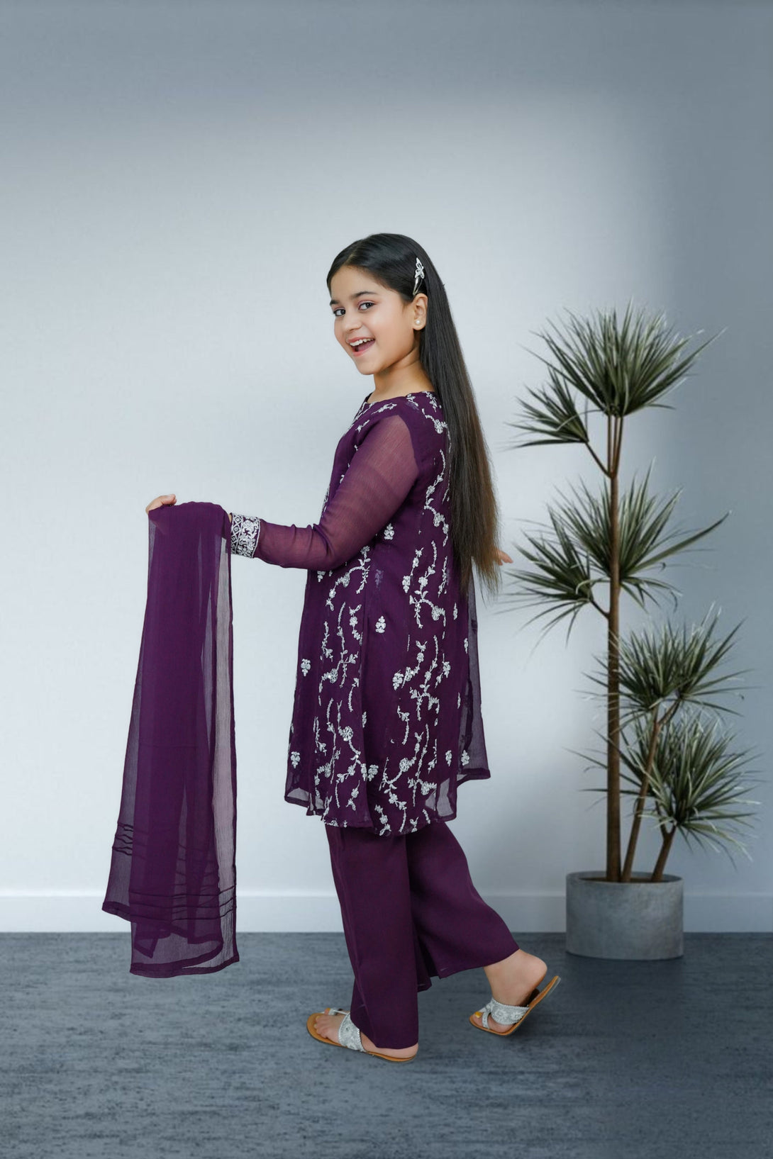3-Piece Set Purple Embroidered Sheep