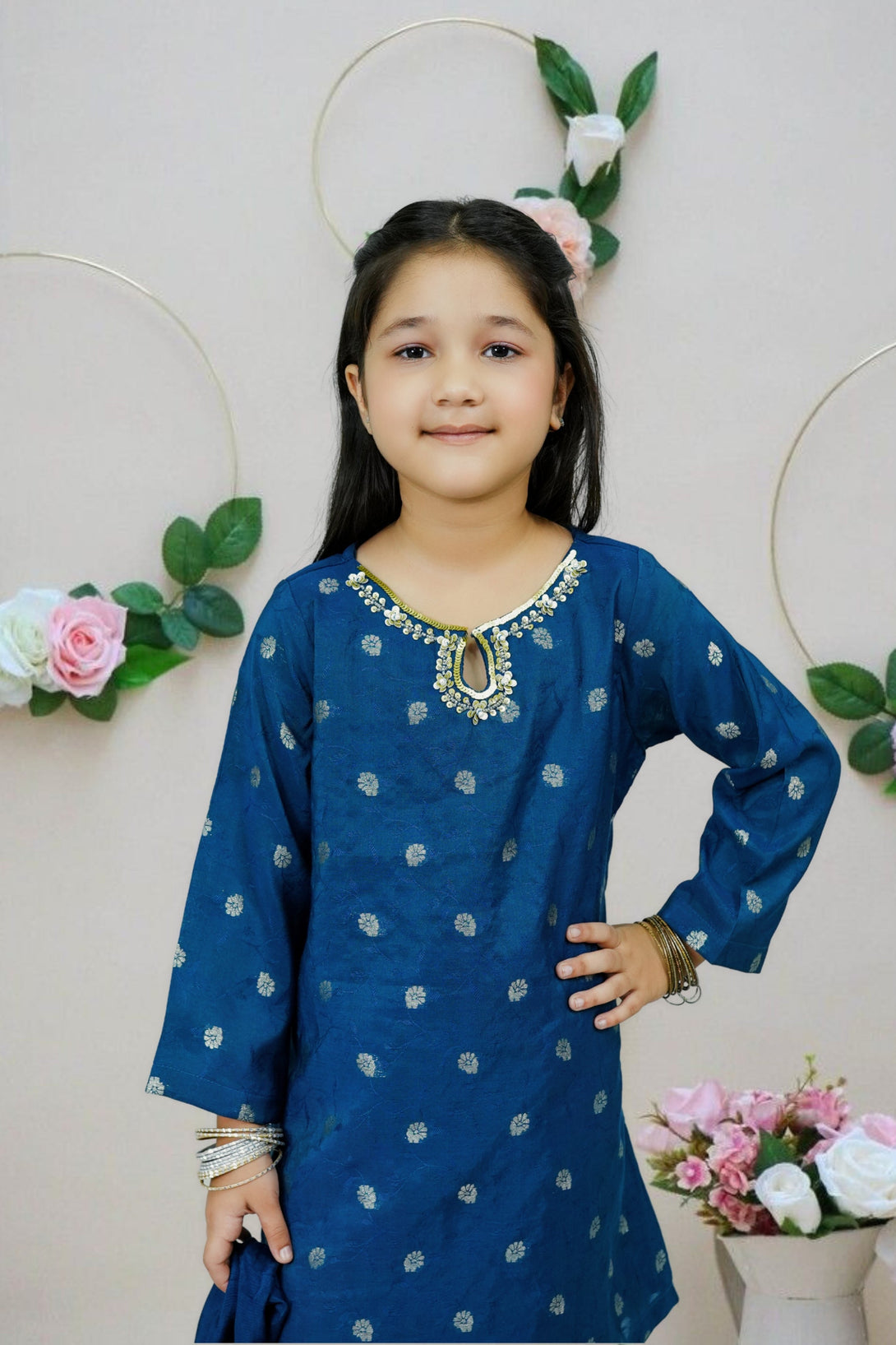 3-Piece Set Teal Blue Handwork (adda) Sheep