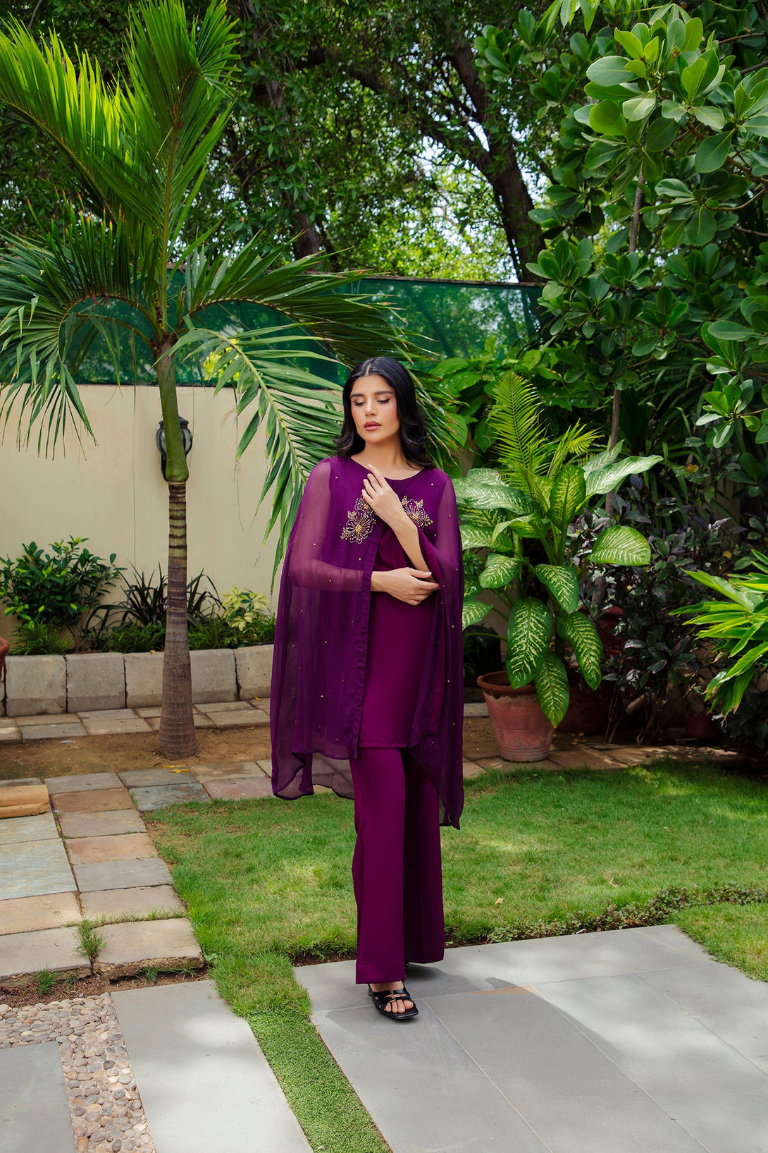 2-Piece Stitched Timeless Plum Embroidered Sheep