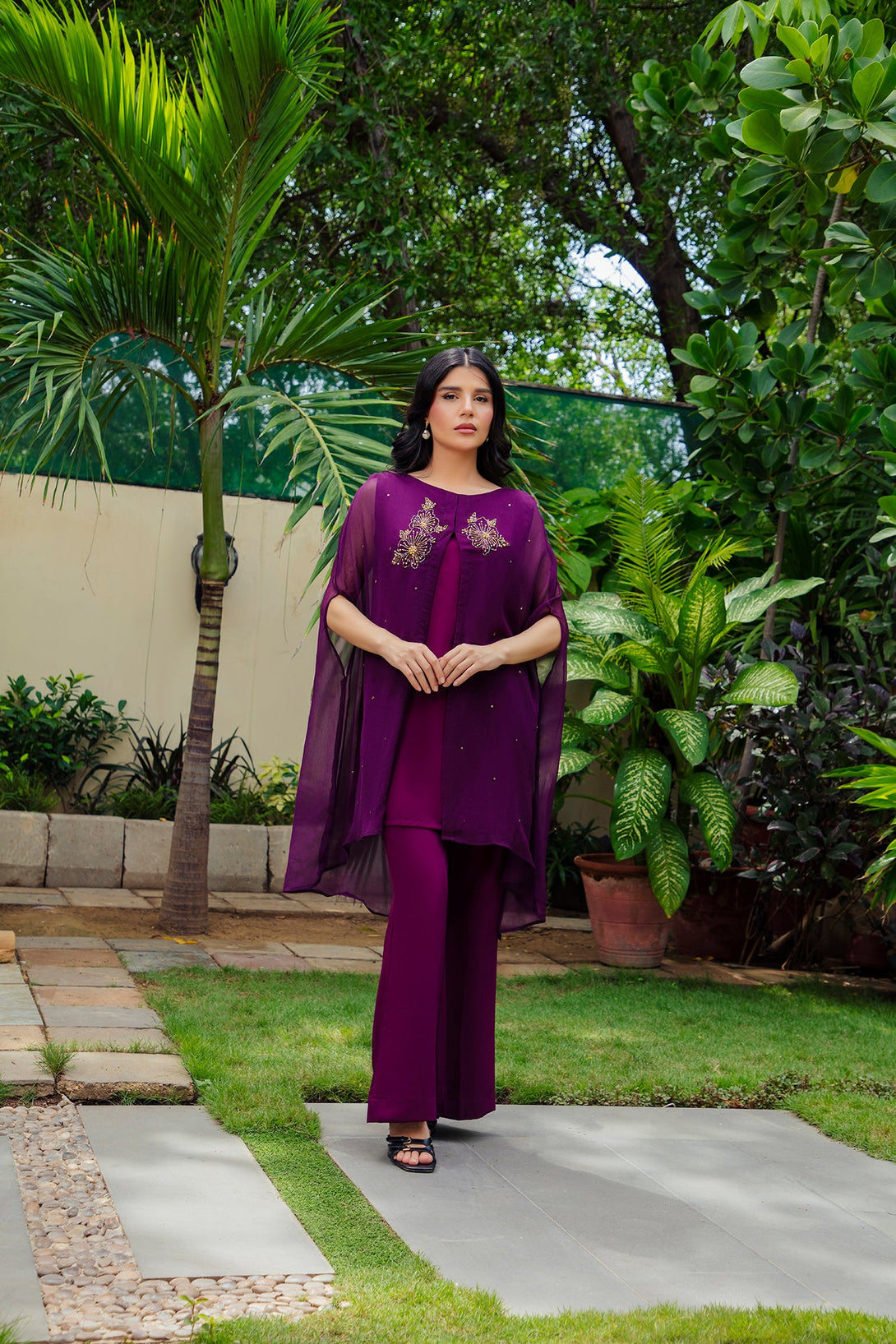 2-Piece Stitched Timeless Plum Embroidered Sheep