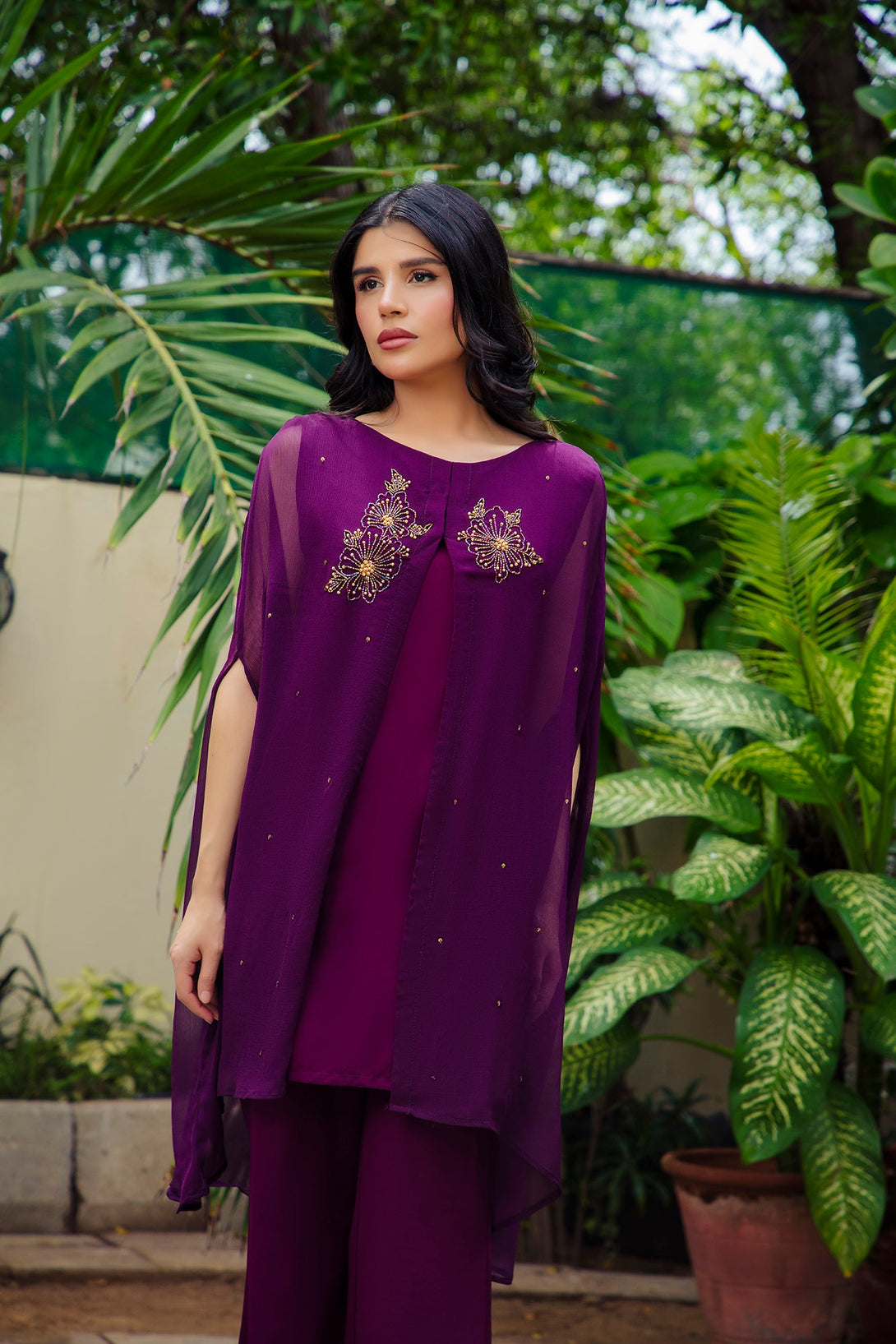 2-Piece Stitched Timeless Plum Embroidered Sheep