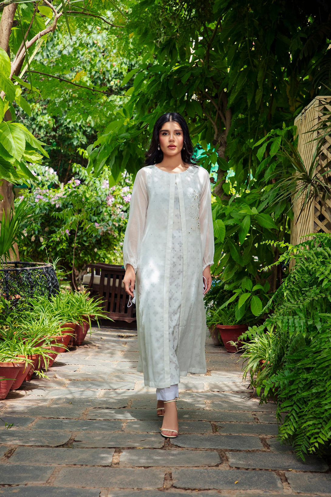 2-Piece Stitched Timeless White Embroidered Sheep