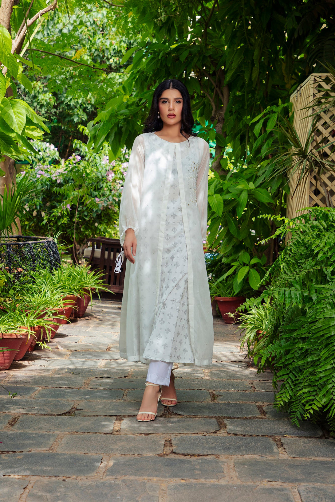 2-Piece Stitched Timeless White Embroidered Sheep
