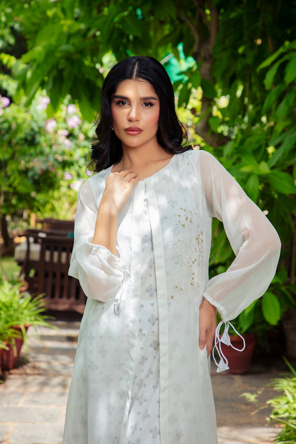 2-Piece Stitched Timeless White Embroidered Sheep
