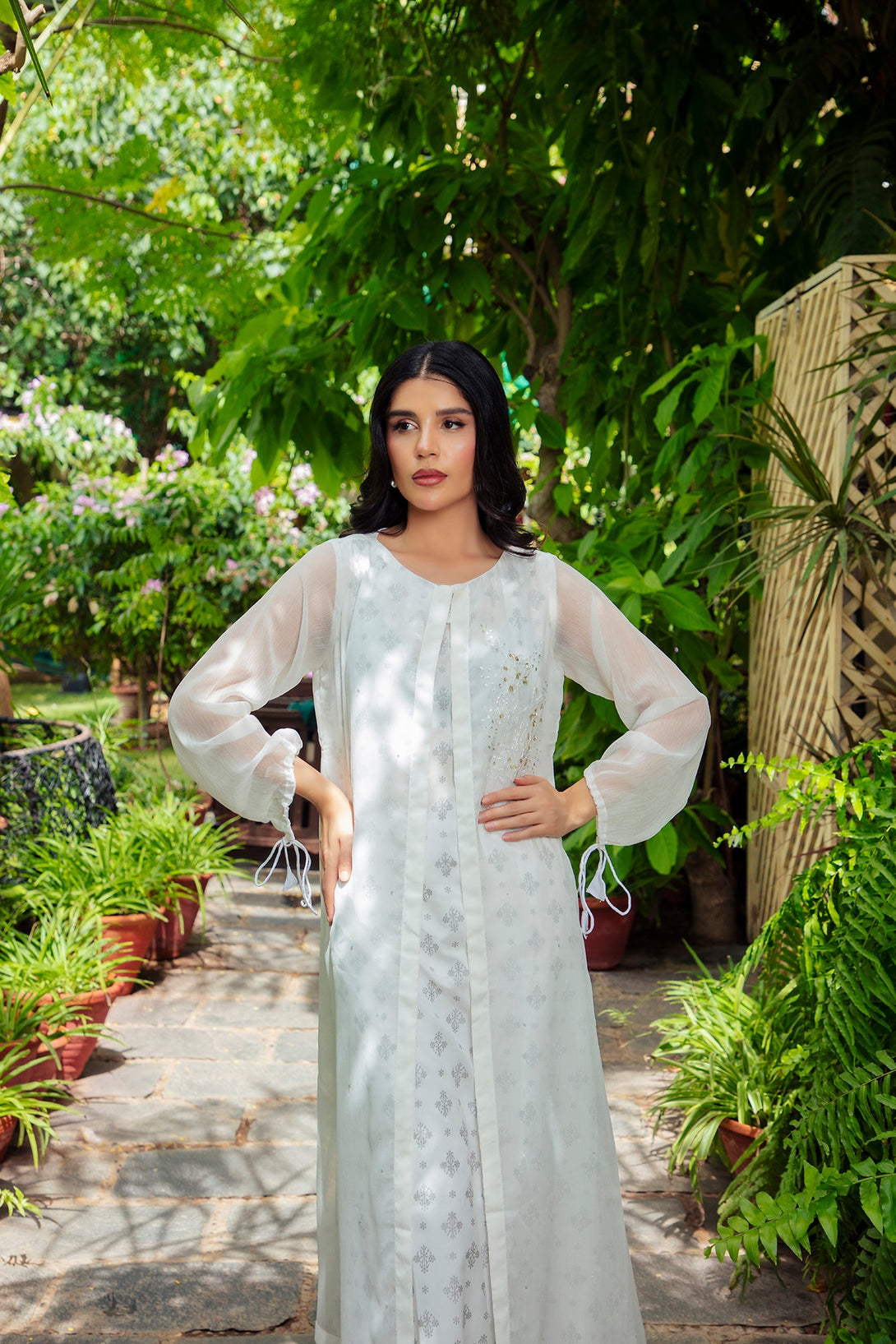 2-Piece Stitched Timeless White Embroidered Sheep