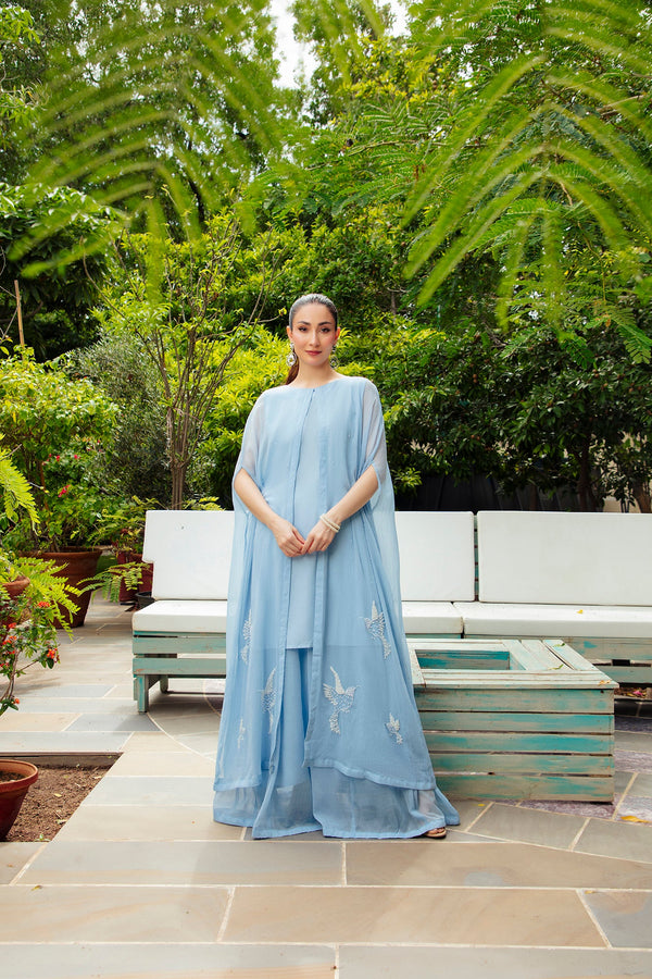 2-Piece Stitched Timeless Chambray Embroidered Sheep