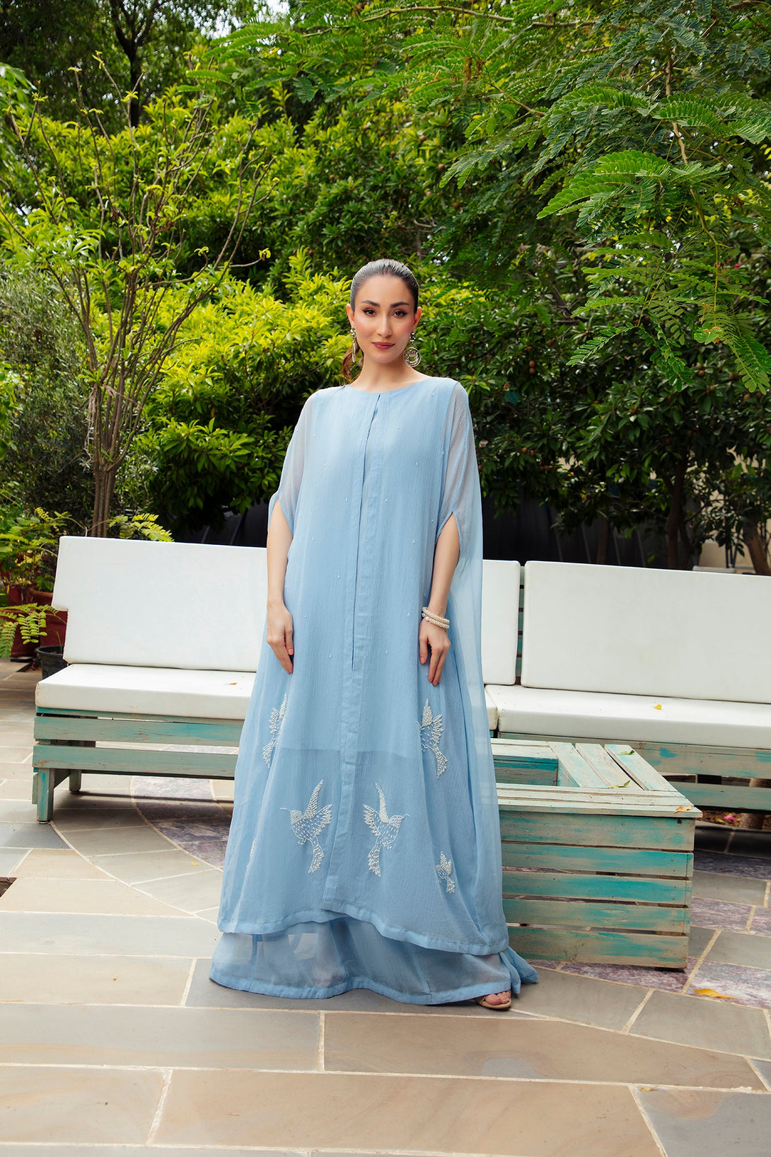 2-Piece Stitched Timeless Chambray Embroidered Sheep