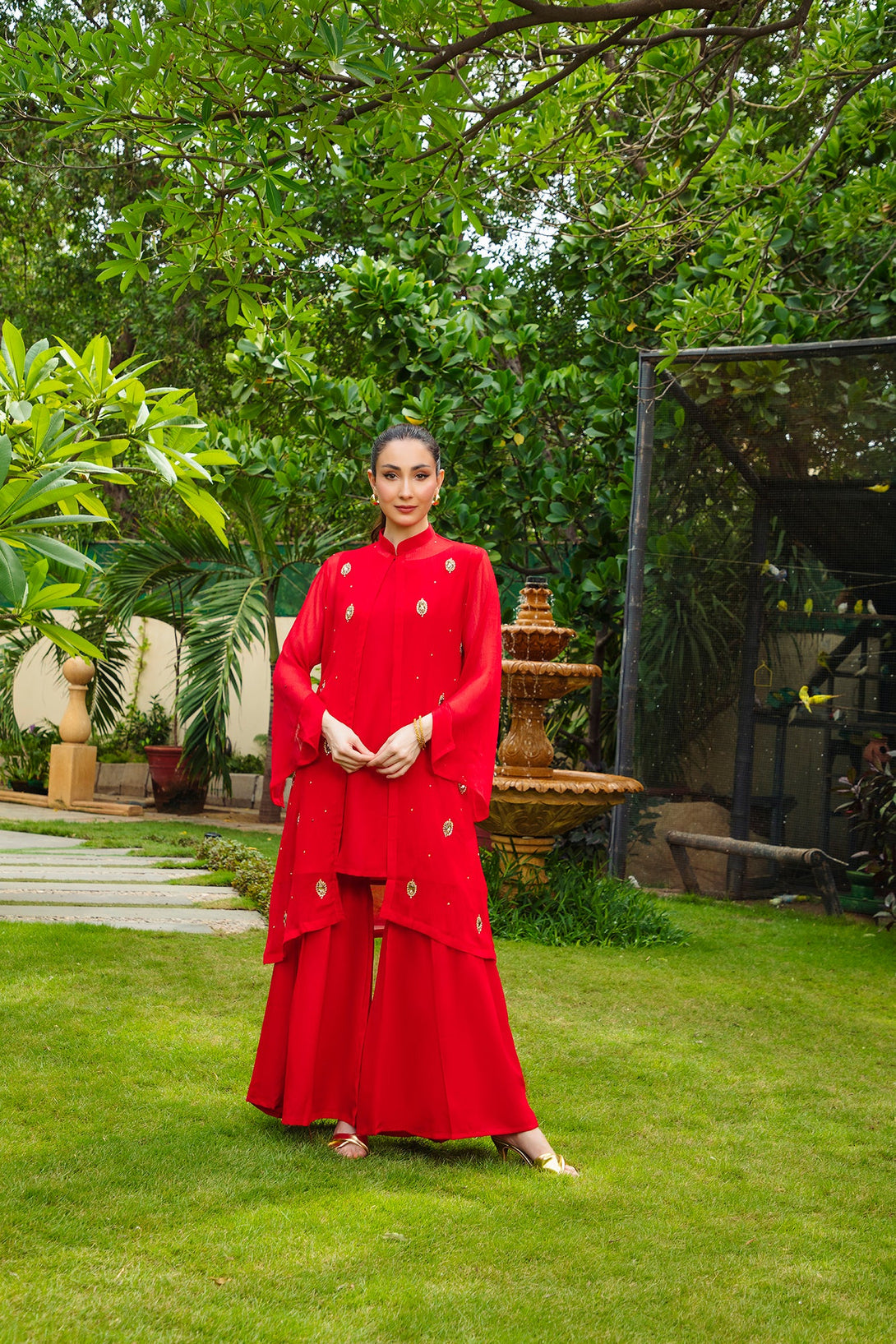 2-Piece Stitched Timeless Red Embroidered Sheep