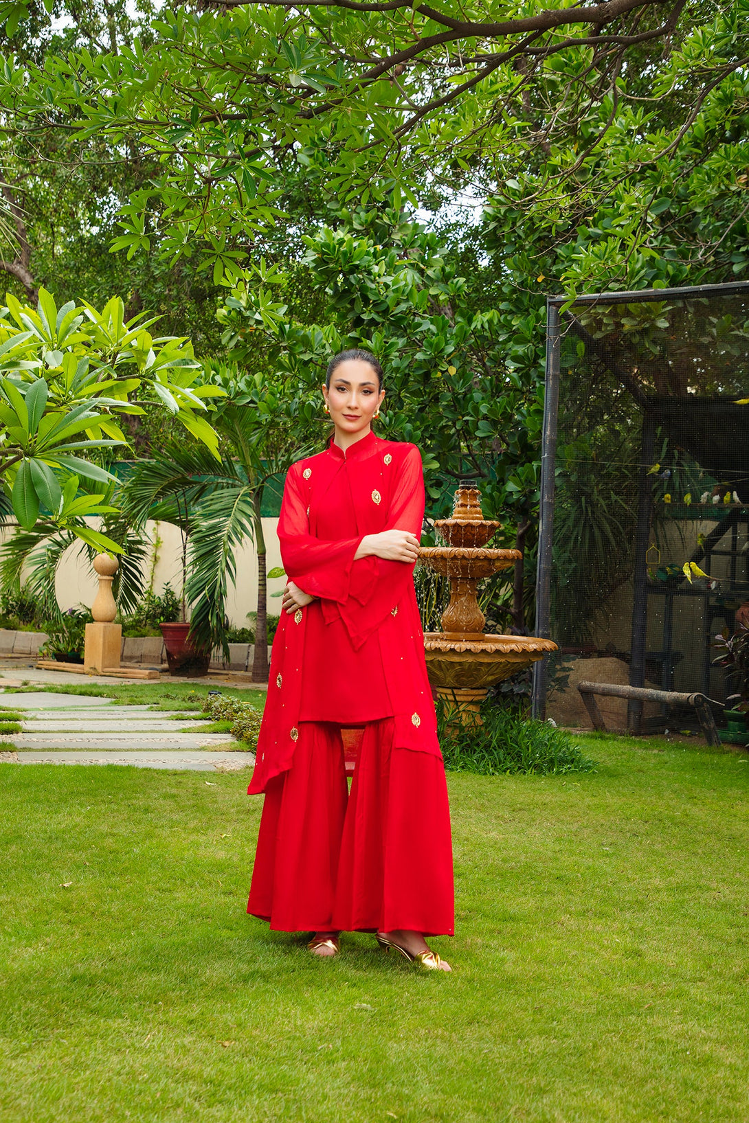 2-Piece Stitched Timeless Red Embroidered Sheep