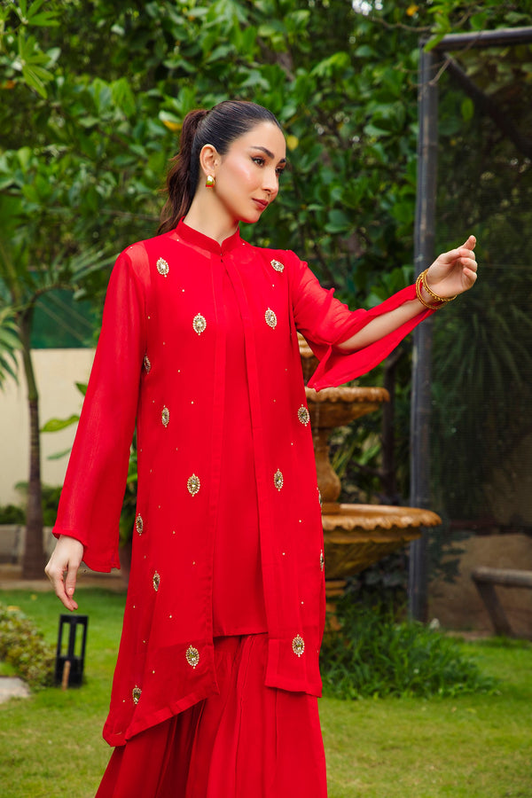 2-Piece Stitched Timeless Red Embroidered Sheep