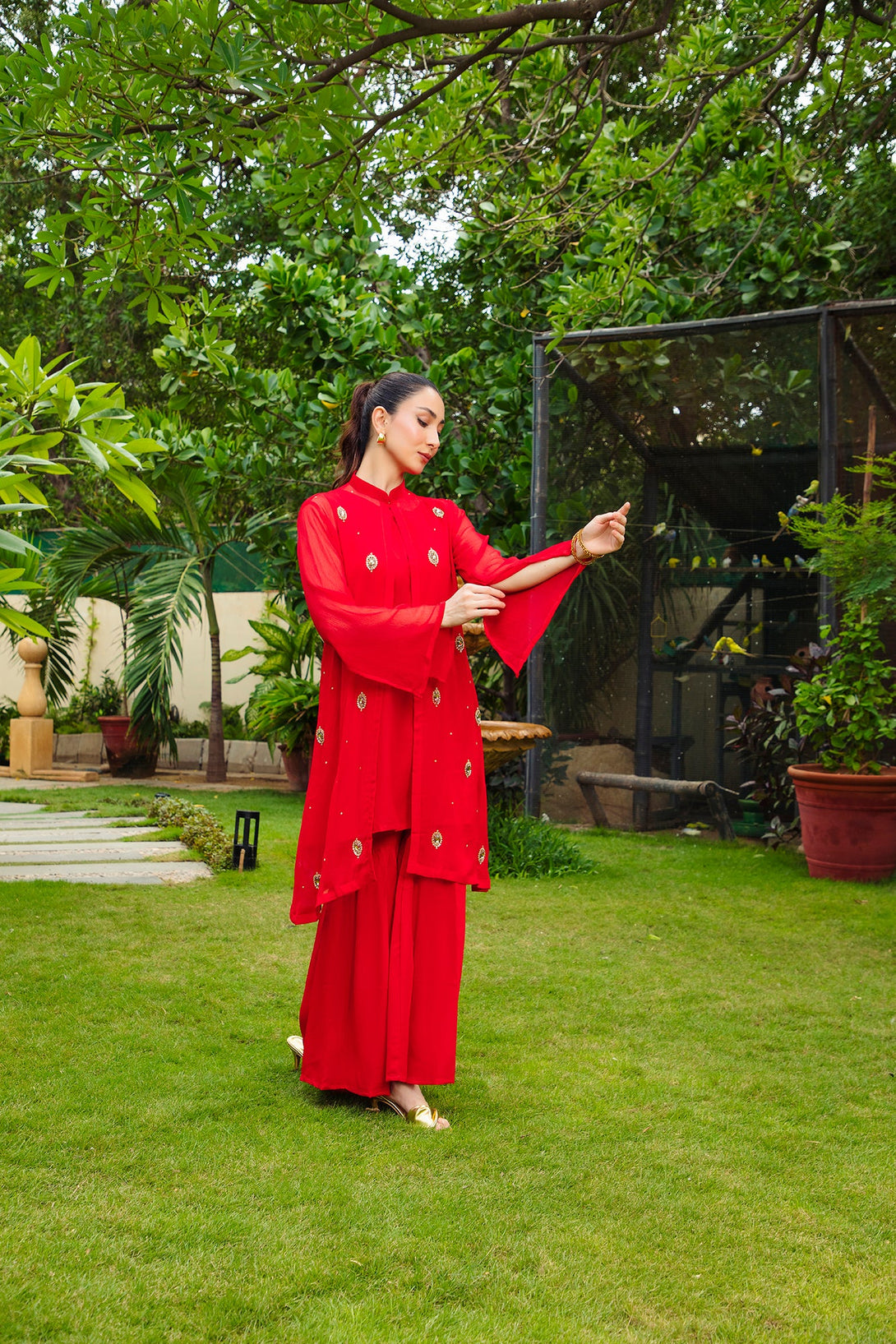2-Piece Stitched Timeless Red Embroidered Sheep
