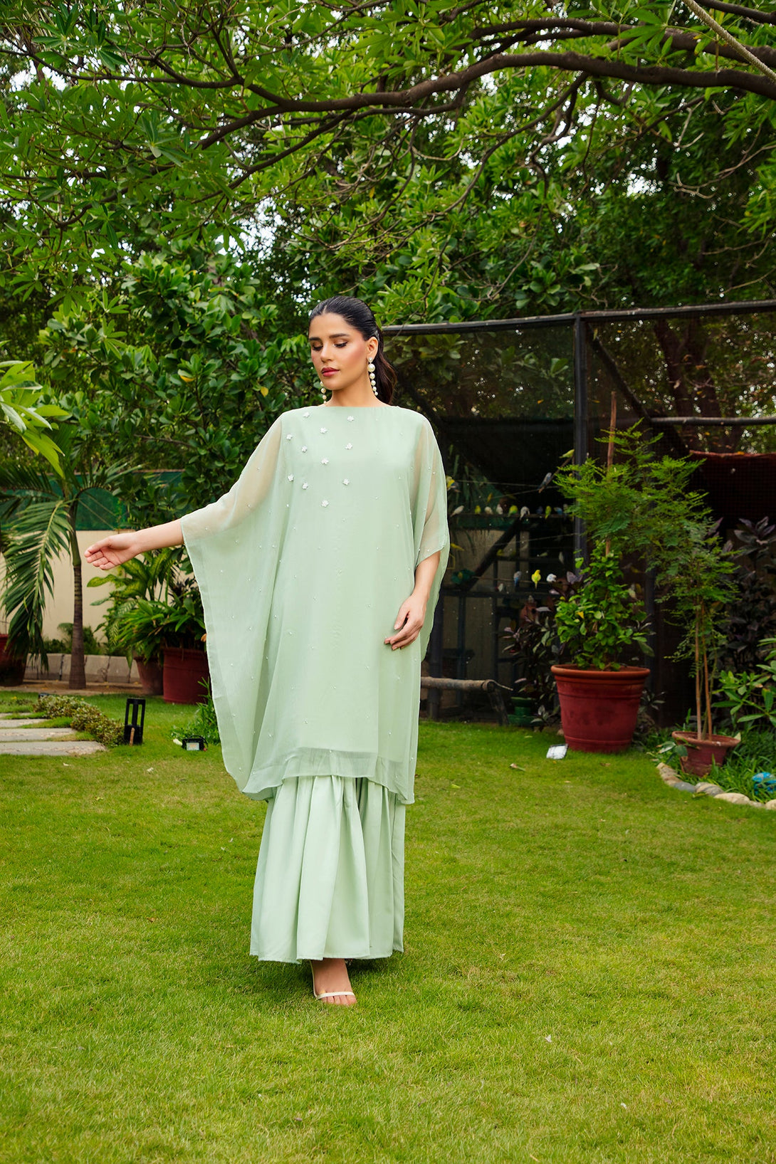 2-Piece Stitched Timeless Mint Green Embroidered Sheep