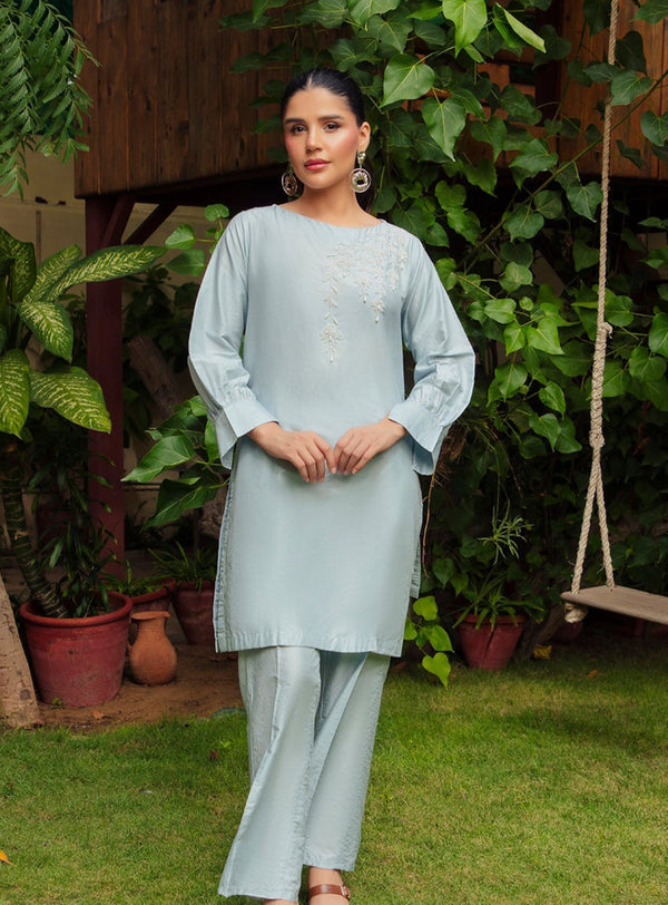 2-Piece Stitched Traditional Grey Hand-Embroidered Sheep