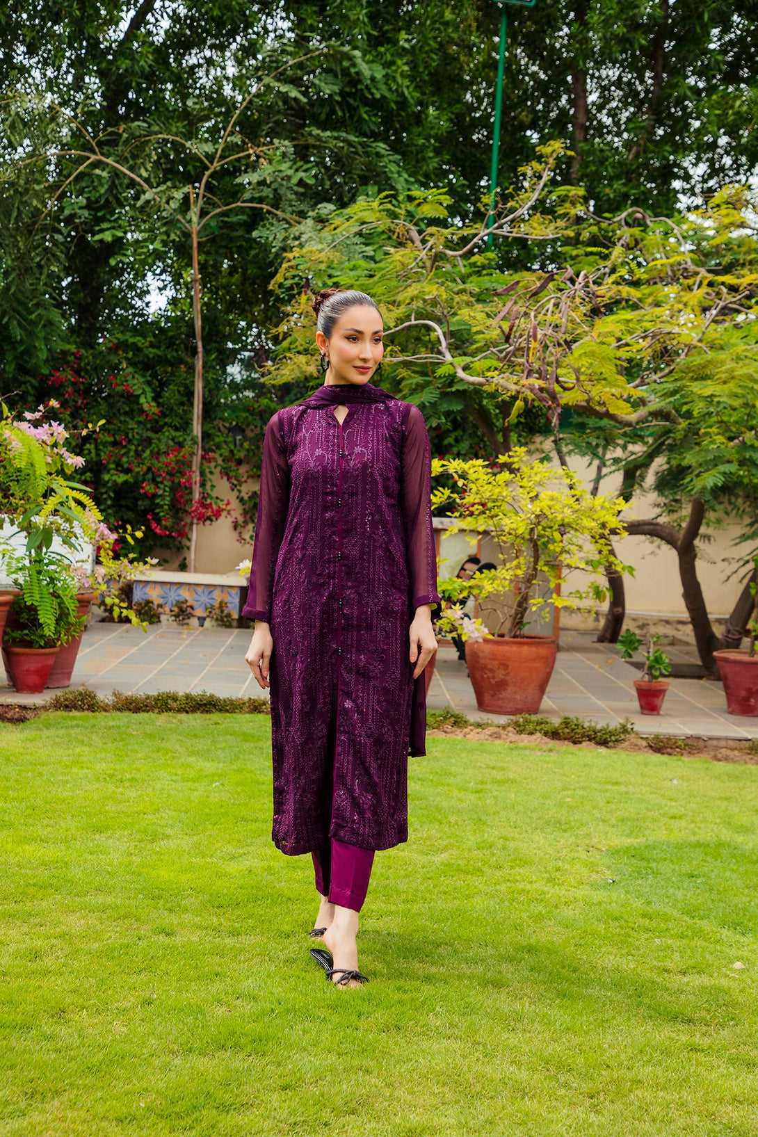 3-Piece Stitched Timeless Purple Embroidered Sheep