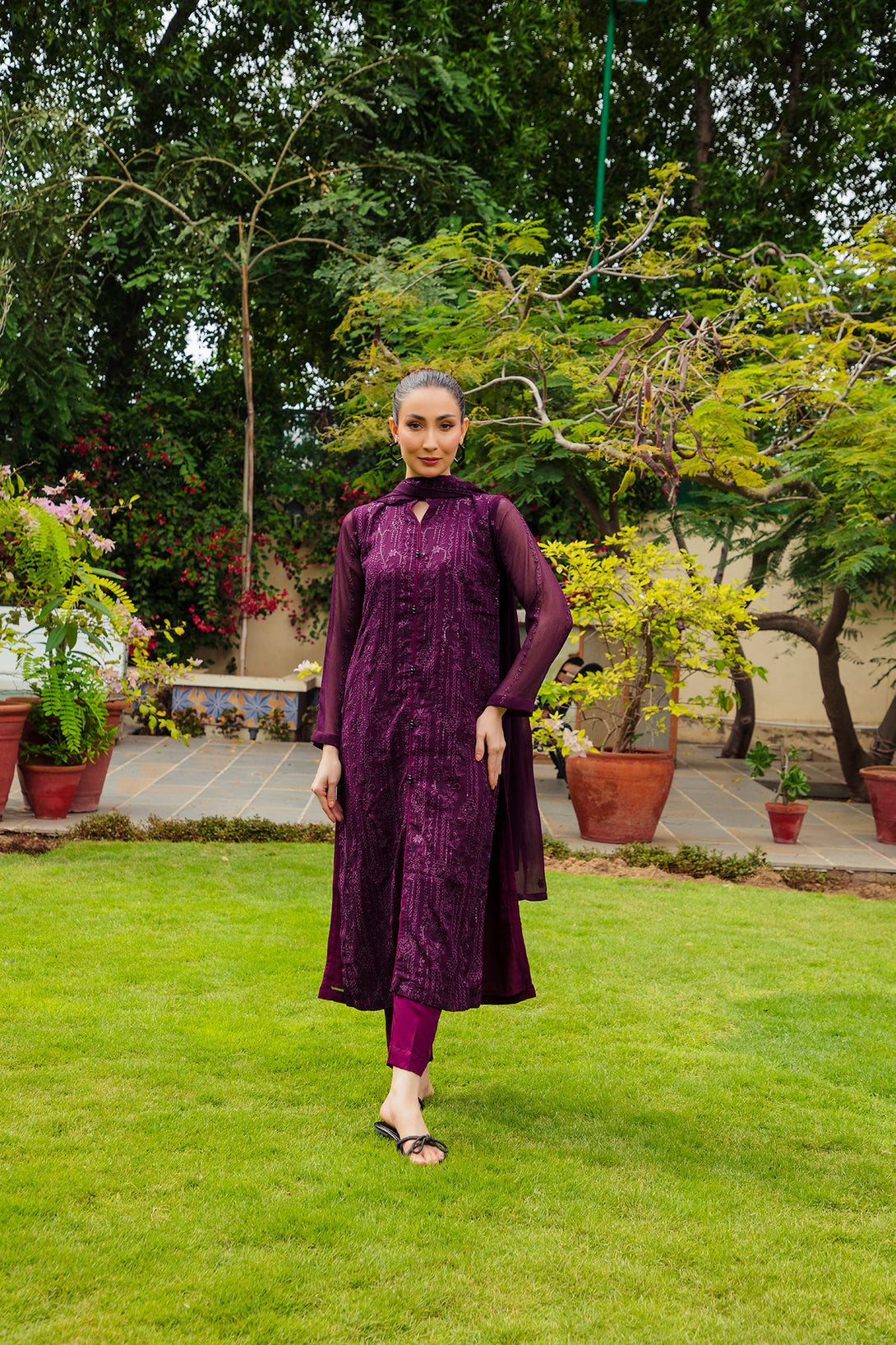 3-Piece Stitched Timeless Purple Embroidered Sheep