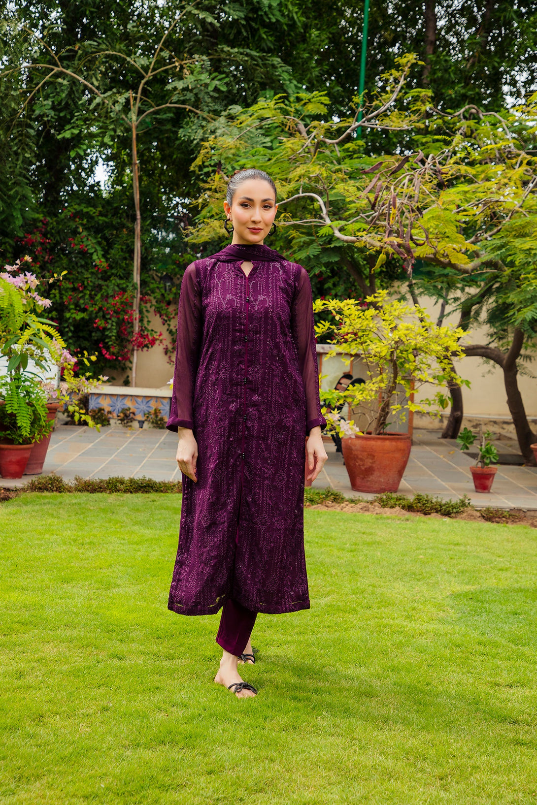 3-Piece Stitched Timeless Purple Embroidered Sheep