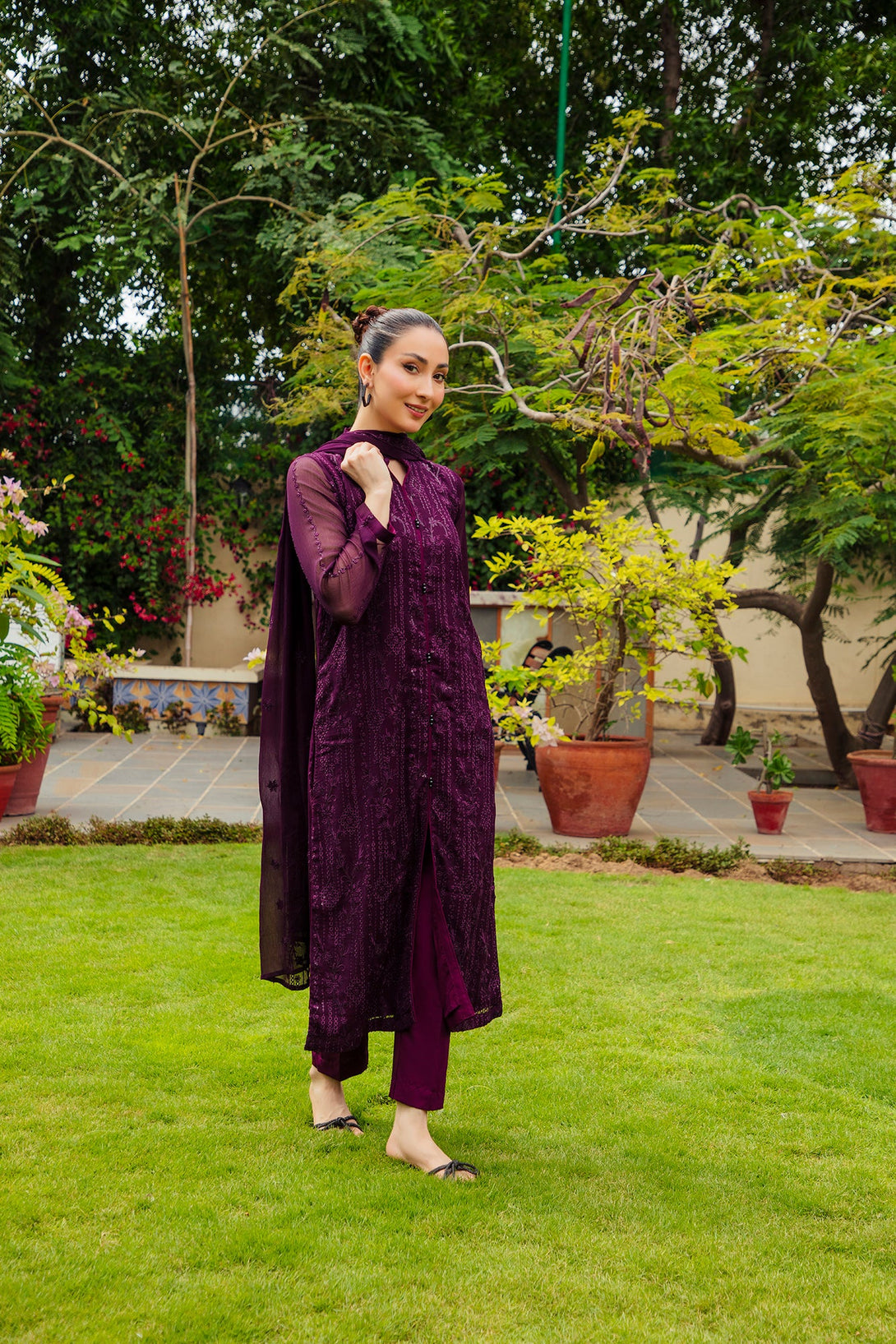 3-Piece Stitched Timeless Purple Embroidered Sheep