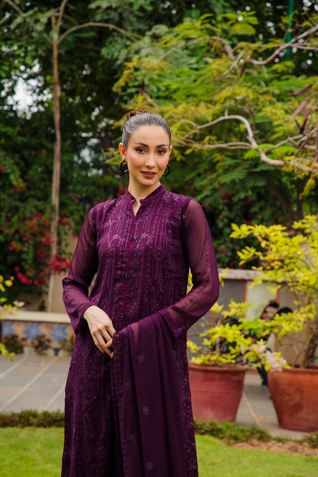 3-Piece Stitched Timeless Purple Embroidered Sheep