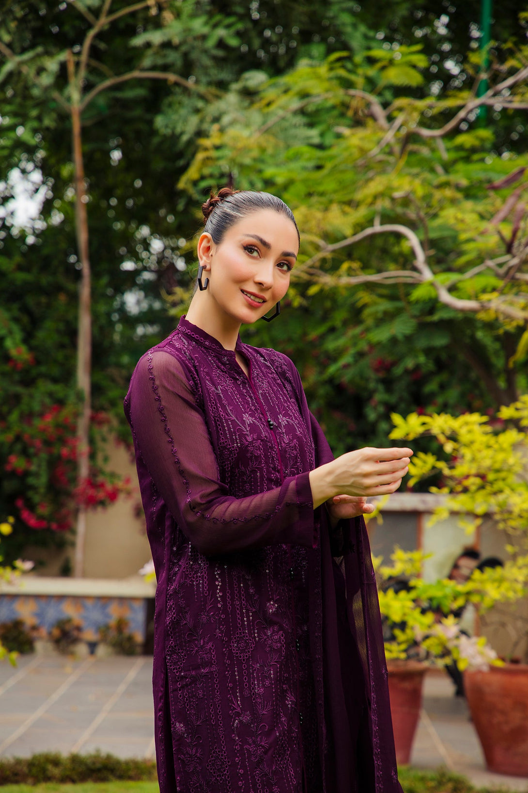 3-Piece Stitched Timeless Purple Embroidered Sheep