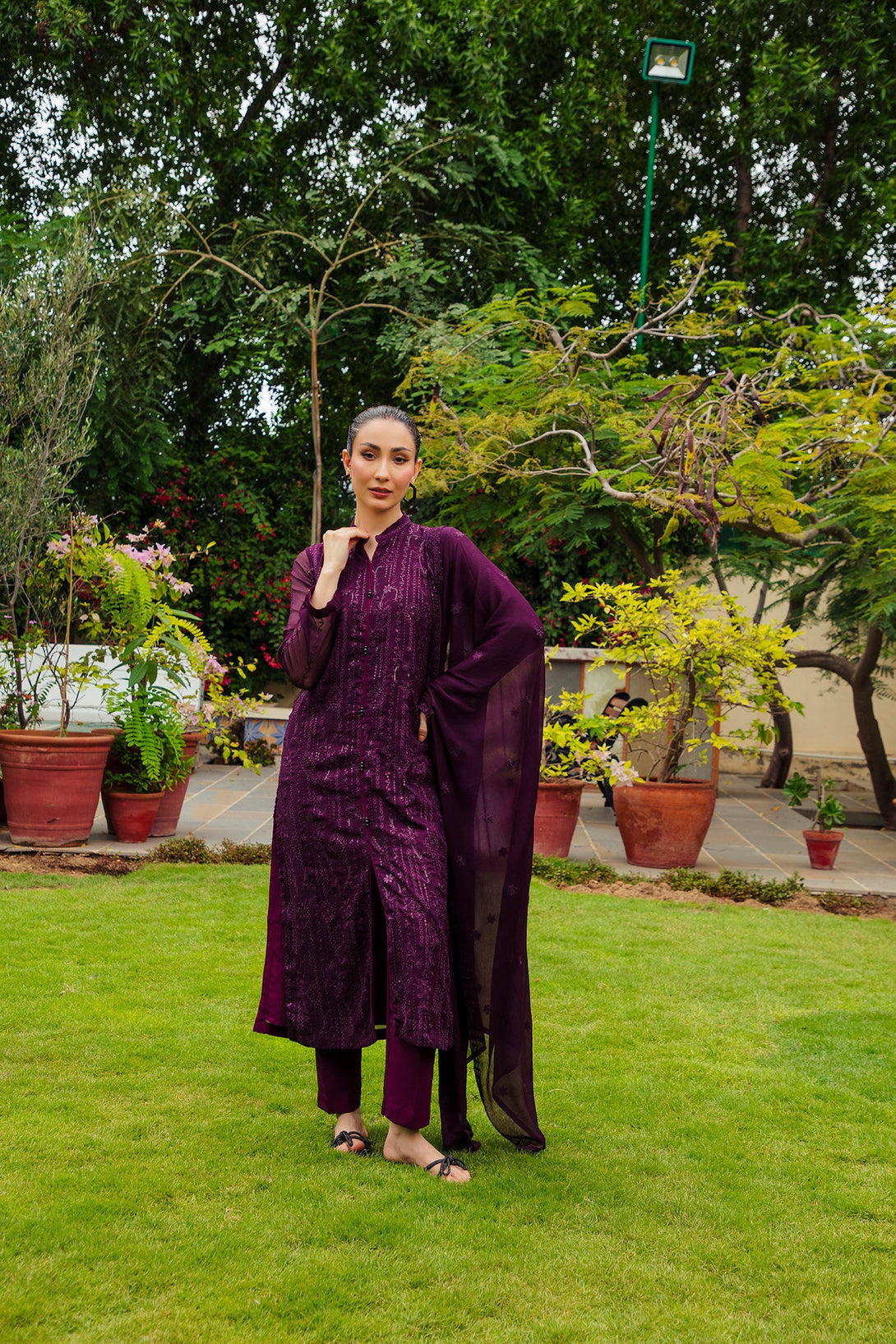 3-Piece Stitched Timeless Purple Embroidered Sheep