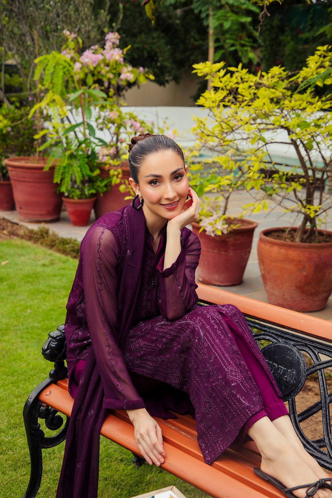 3-Piece Stitched Timeless Purple Embroidered Sheep