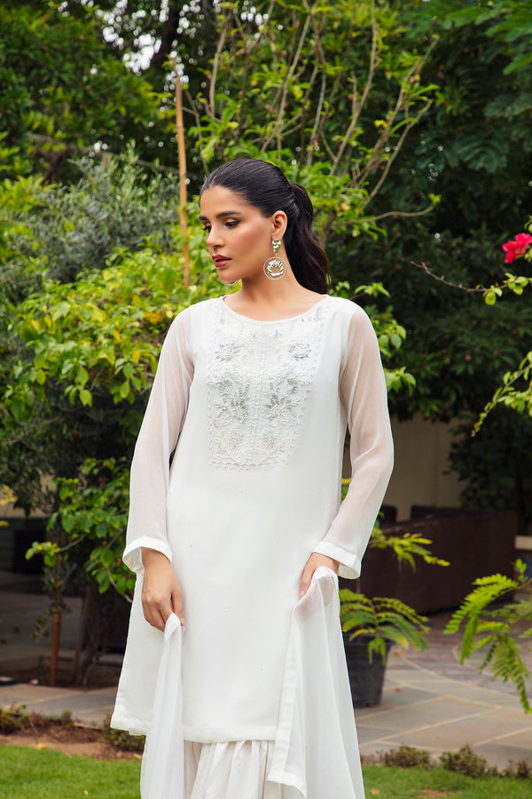 3-Piece Stitched Timeless White Embroidered Sheep