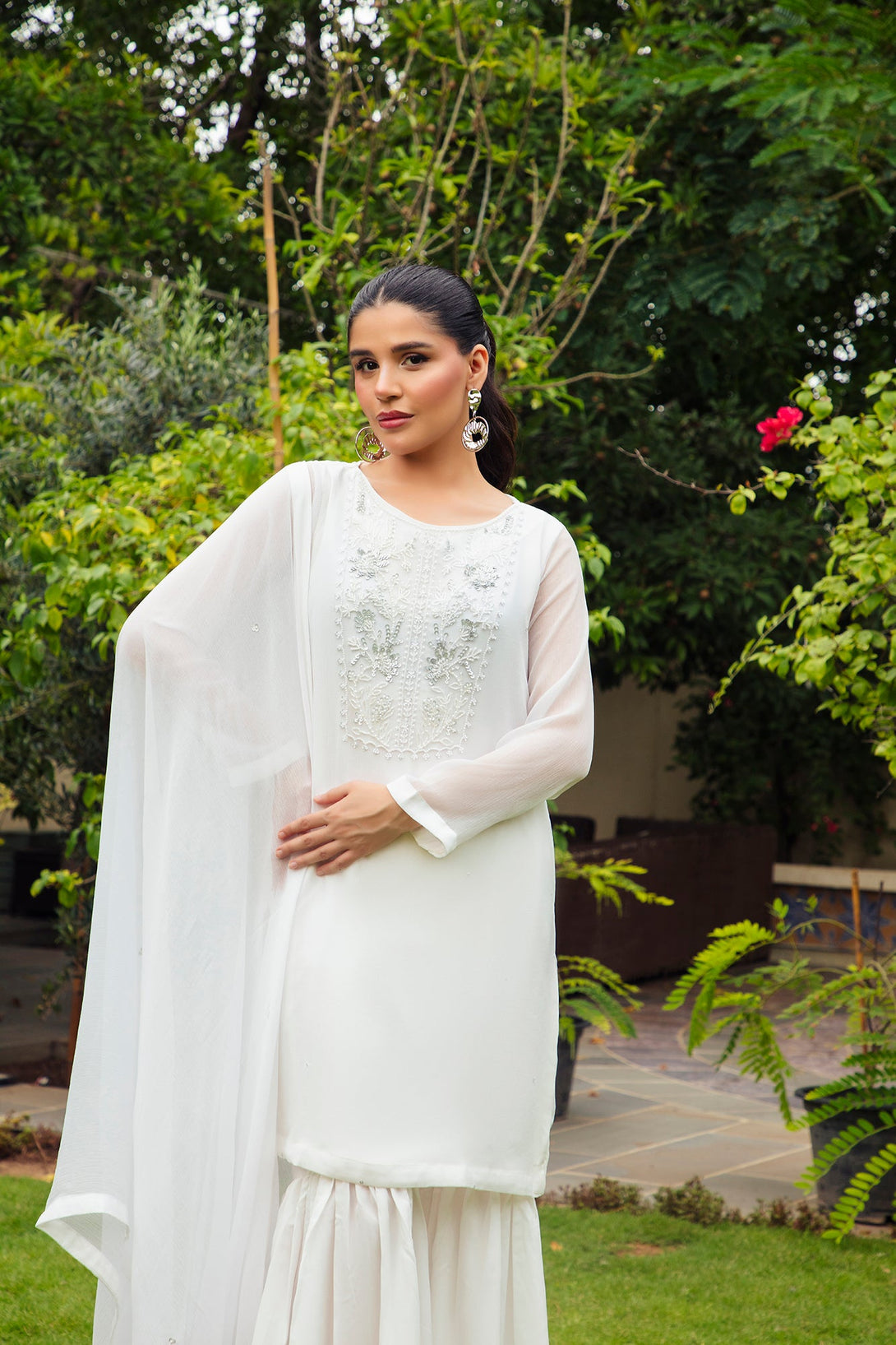 3-Piece Stitched Timeless White Embroidered Sheep