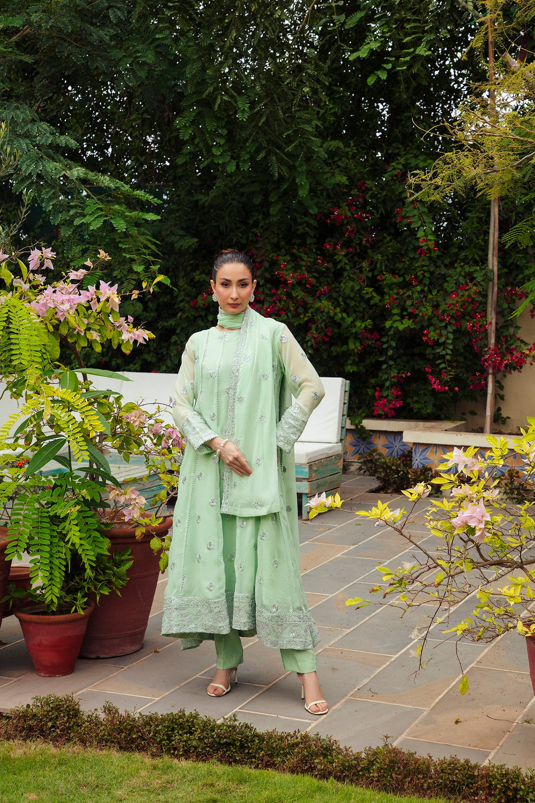 3-Piece Stitched Timeless Mint Green Embroidered Sheep