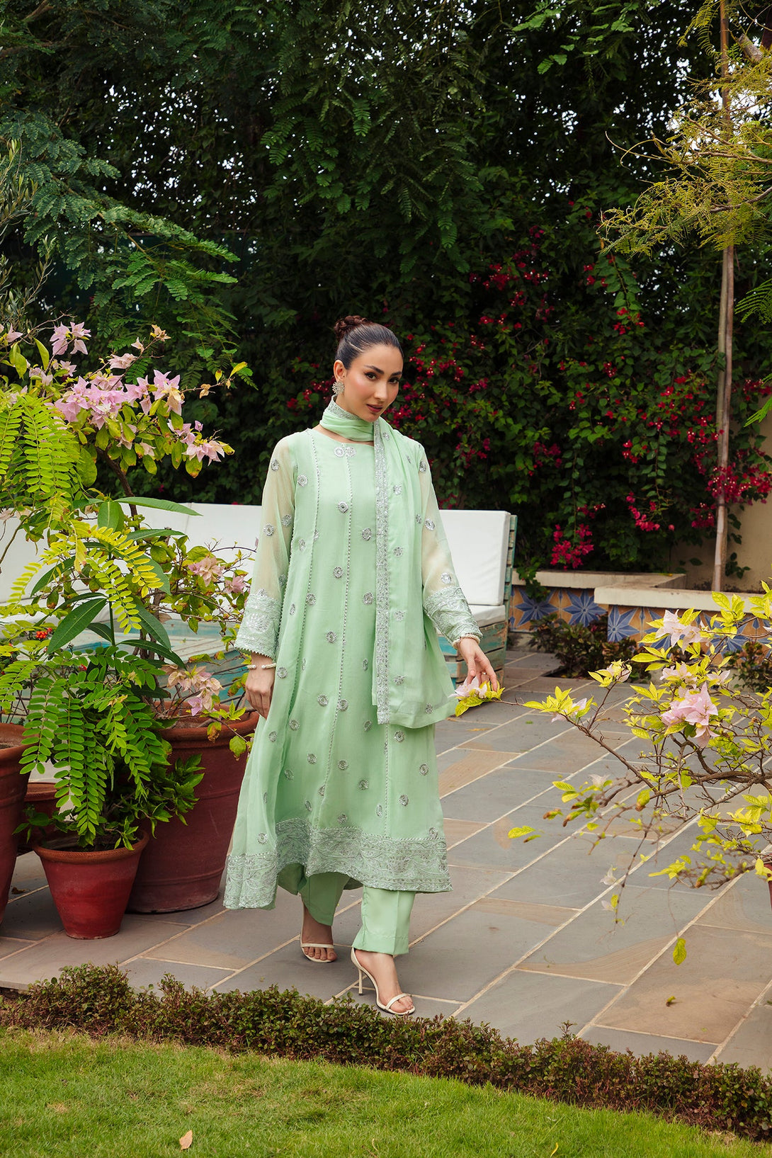 3-Piece Stitched Timeless Mint Green Embroidered Sheep