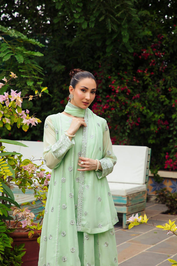 3-Piece Stitched Timeless Mint Green Embroidered Sheep